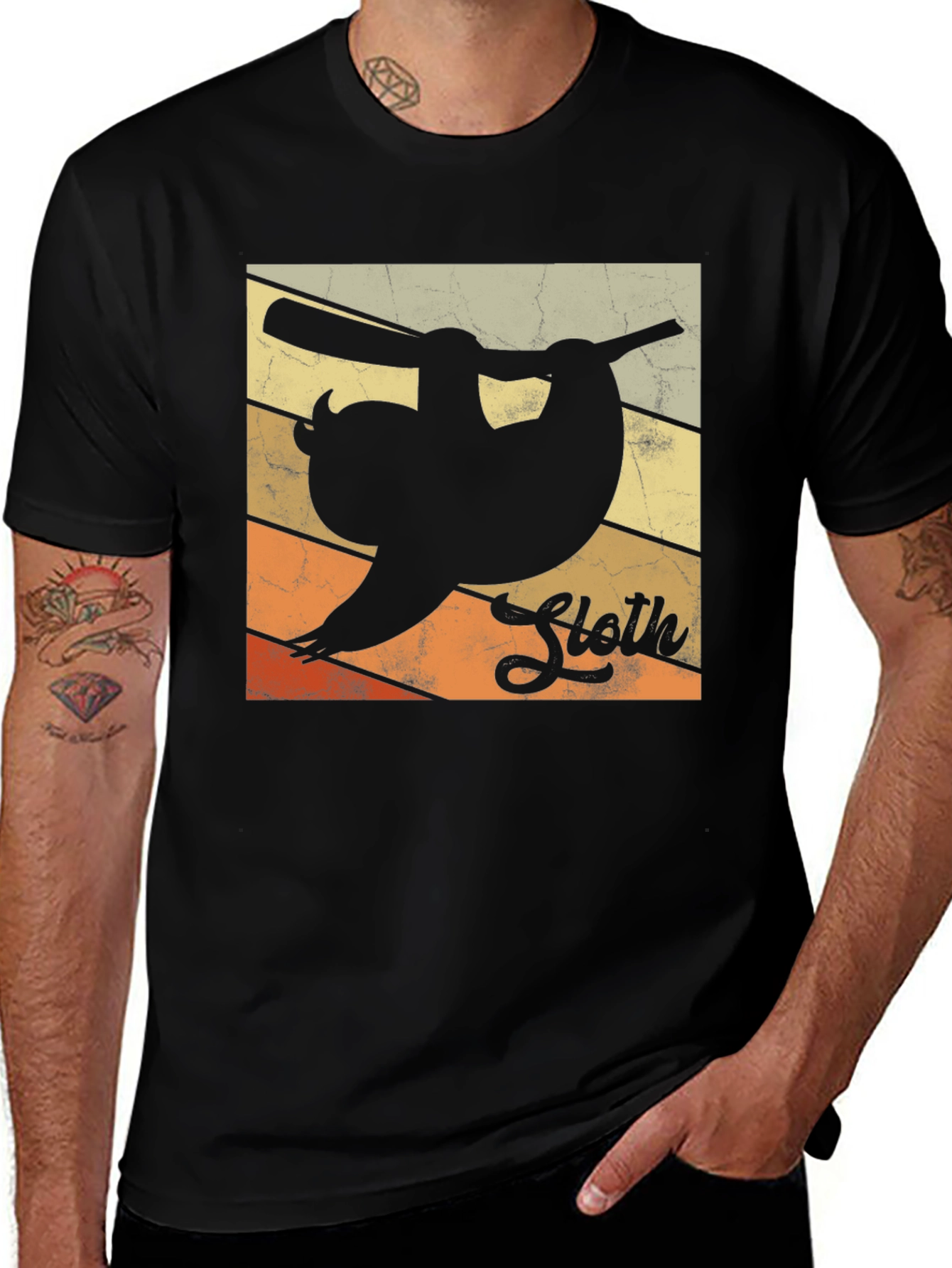 Variant 19 of Vintage Sloth Silhouette Tee - Relaxed Style