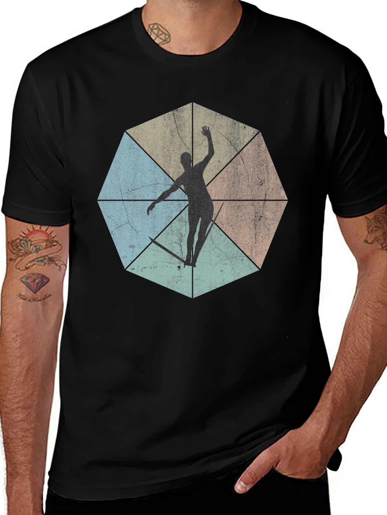 Variant 21 of Geometric Surfer Graphic Tee - Cool & Casual