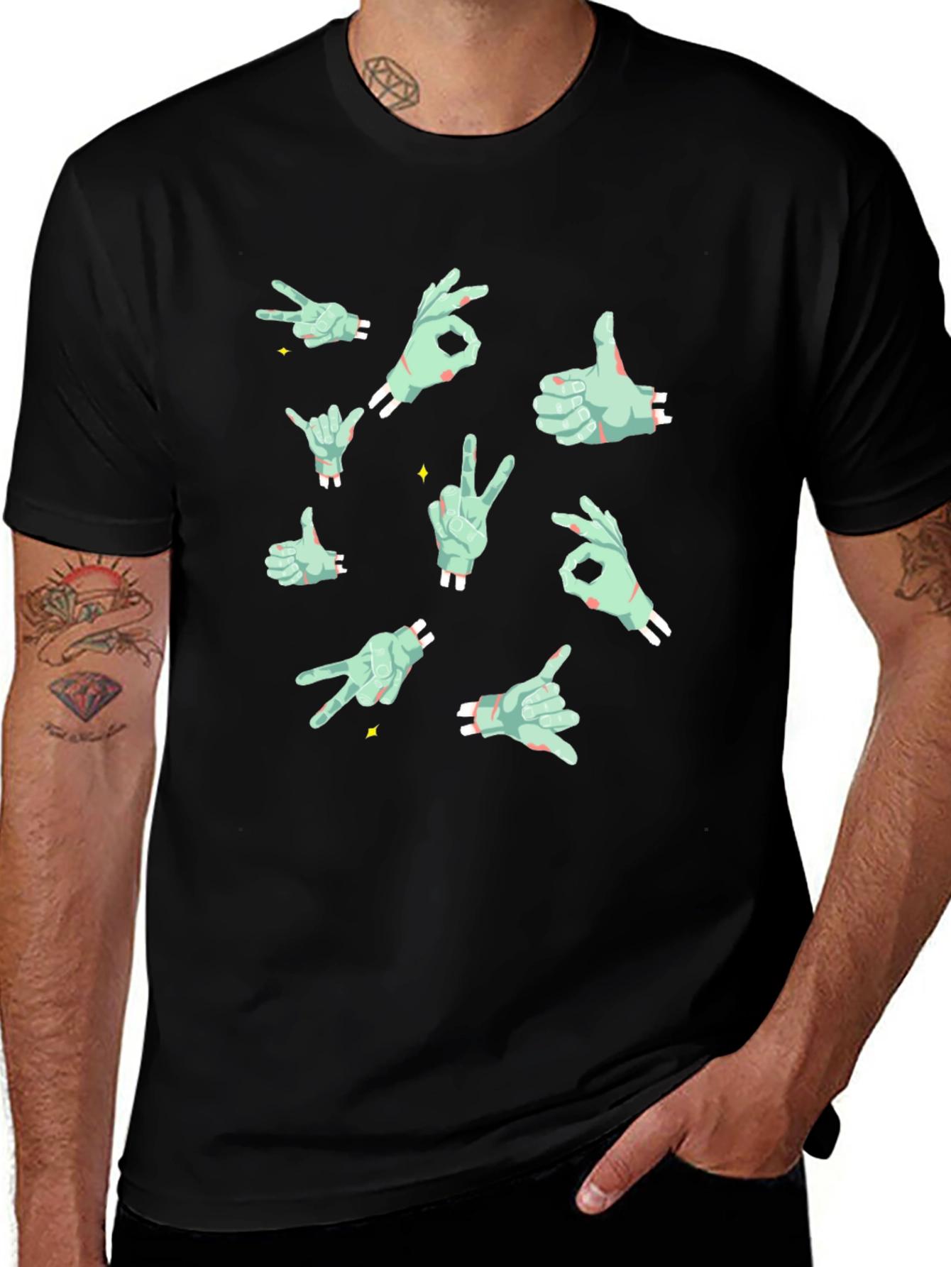 Variant 26 of Zombie Hand Sign T-Shirt - Cool Graphic Tee
