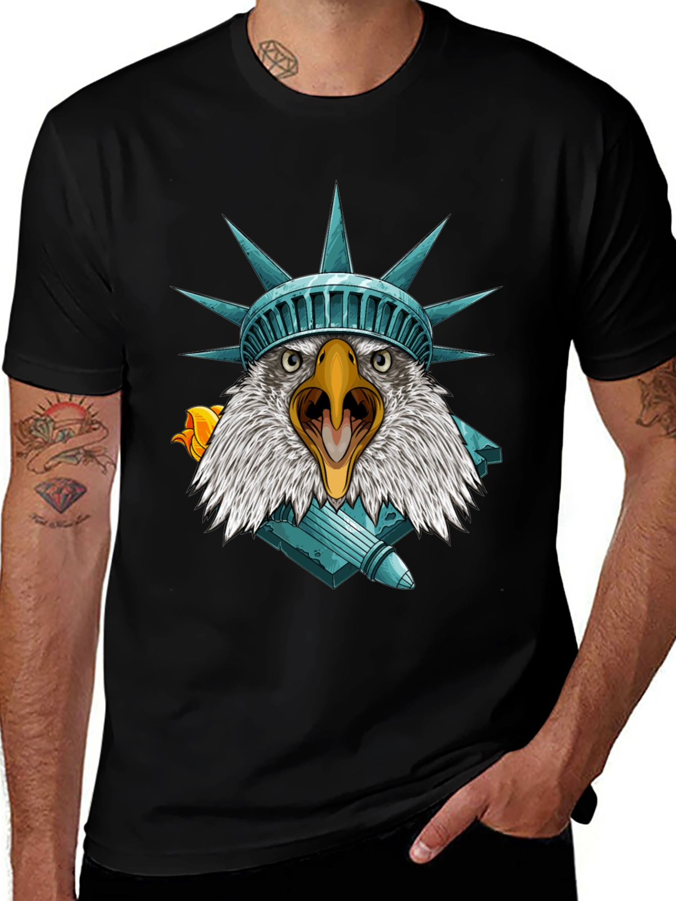 Variant 26 of Eagle Statue of Liberty Graphic Tee