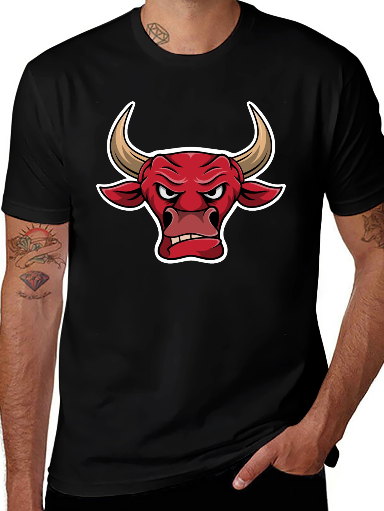 Variant 9 of Black T-Shirt with Bull Graphic