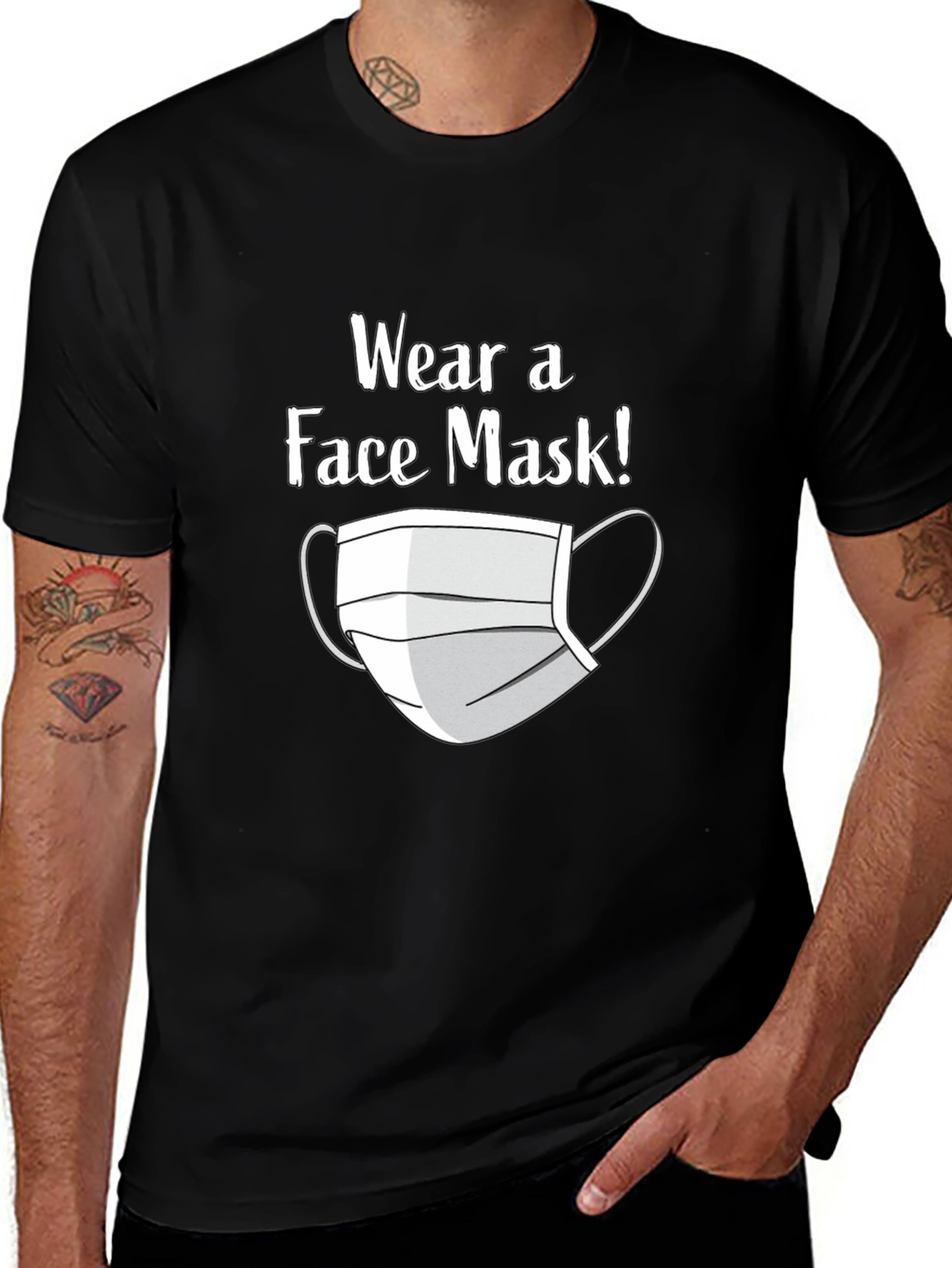 Variant 21 of Wear a Face Mask T-Shirt - Black Graphic Tee
