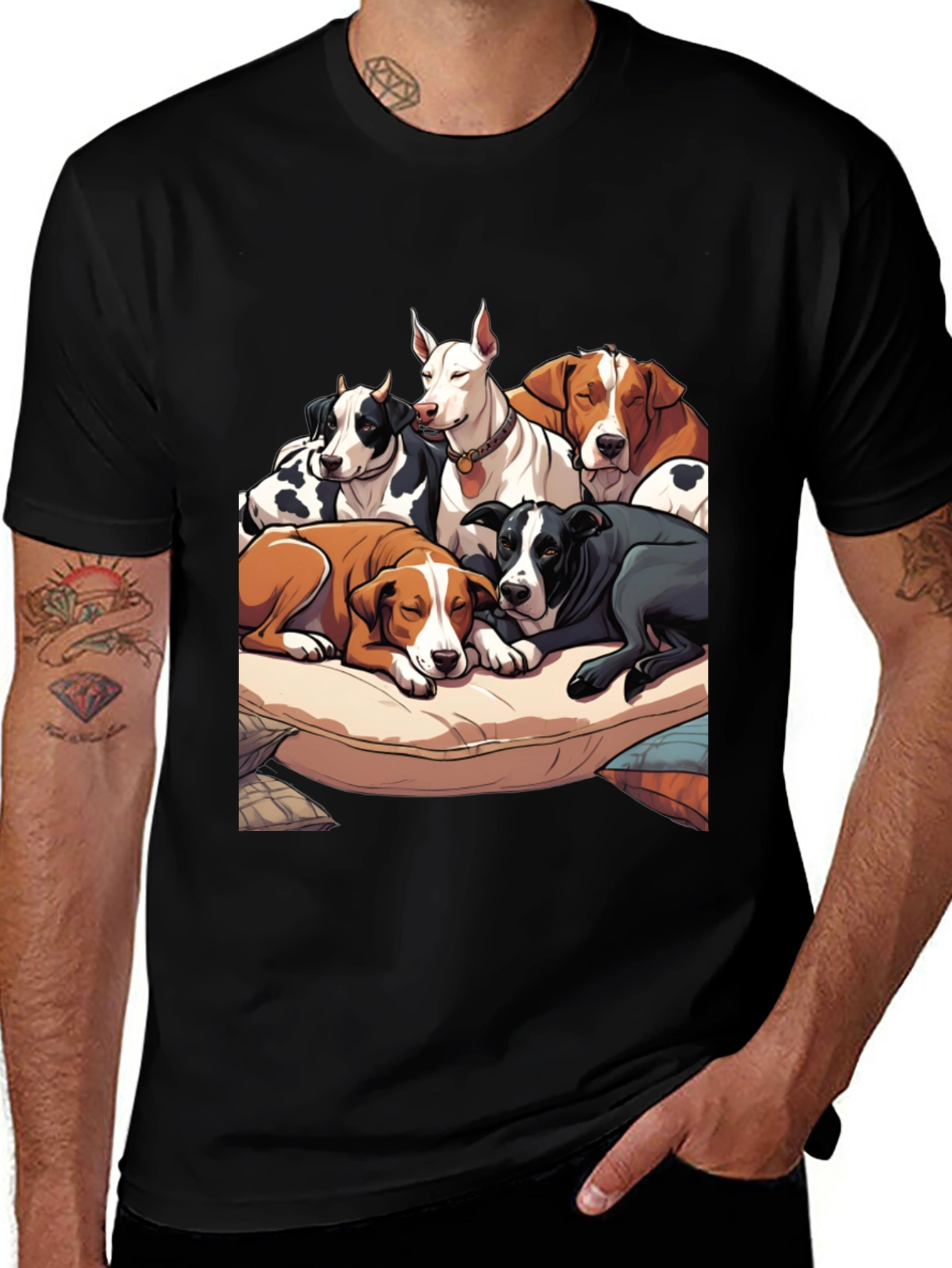 Variant 8 of Dogs Pileup Graphic Tee - Soft Cotton