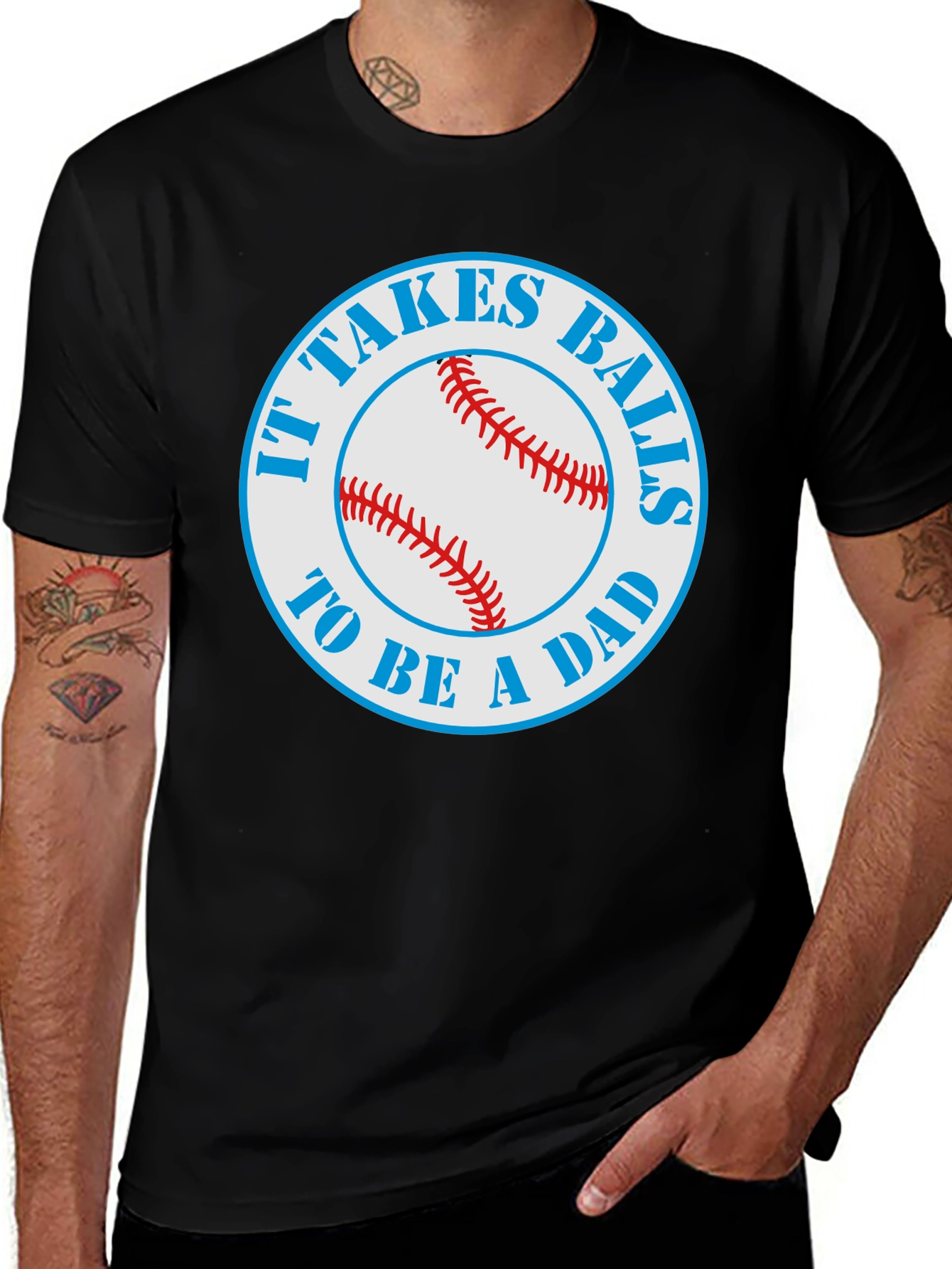 Black It Takes Balls To Be A Dad T-Shirt main image