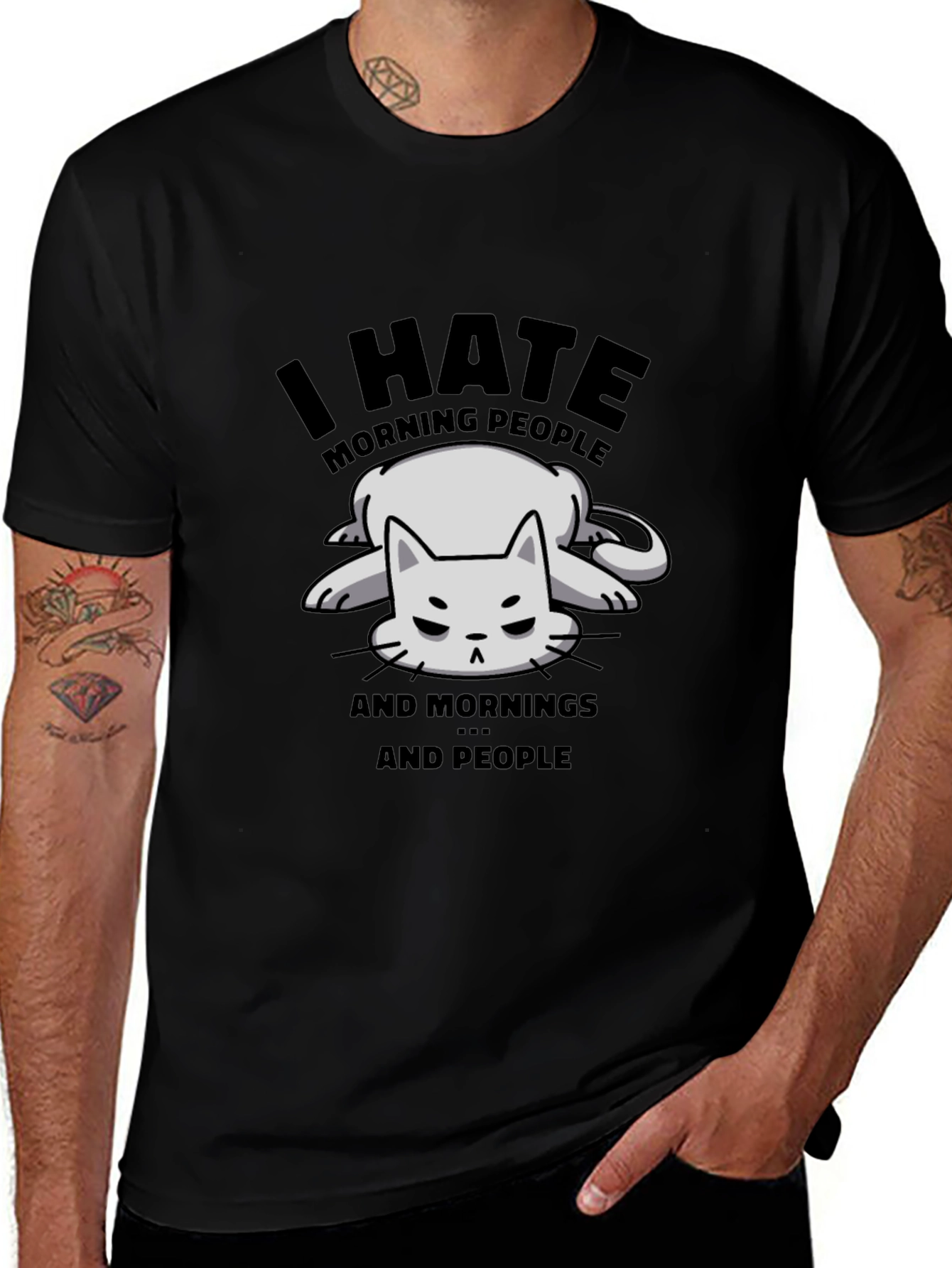 Variant 13 of I Hate Morning People T-Shirt - Funny Cat Graphic