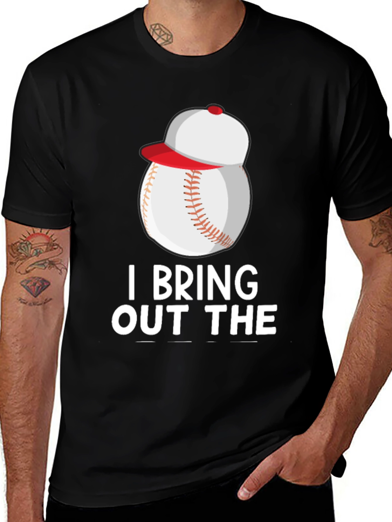 Variant 5 of Baseball & Hat Graphic T-Shirt - "I Bring Out The"