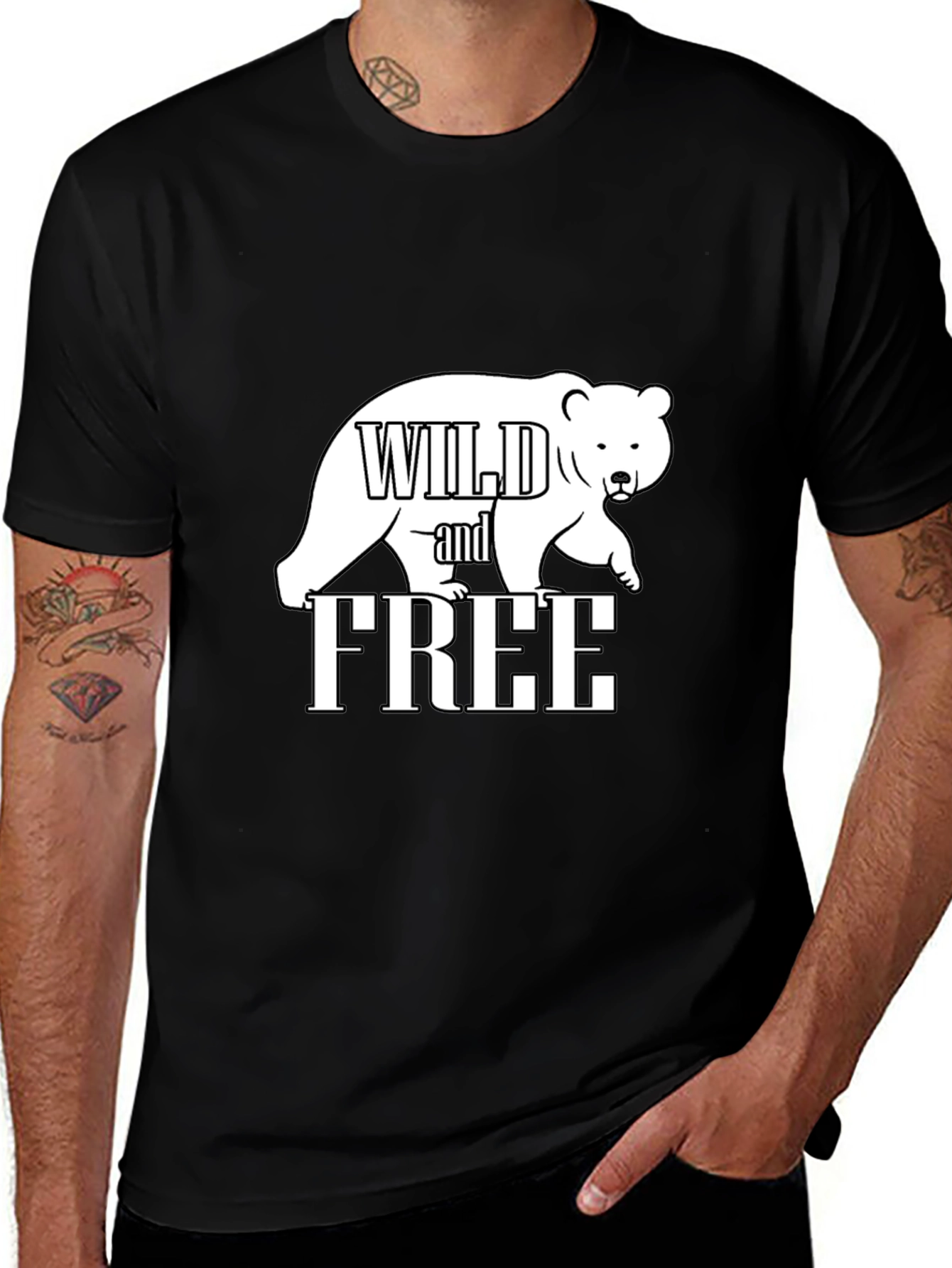 Variant 22 of Wild & Free Bear Graphic Black T-Shirt