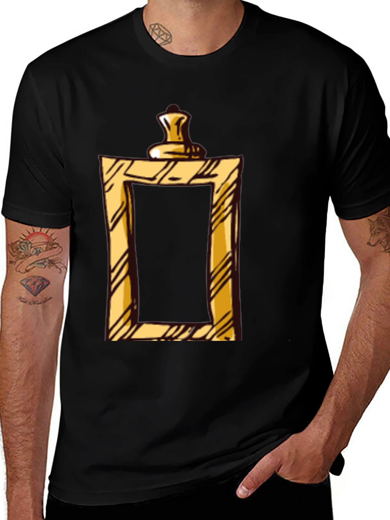 Variant 9 of Gold Framed Cartoon Black T-Shirt