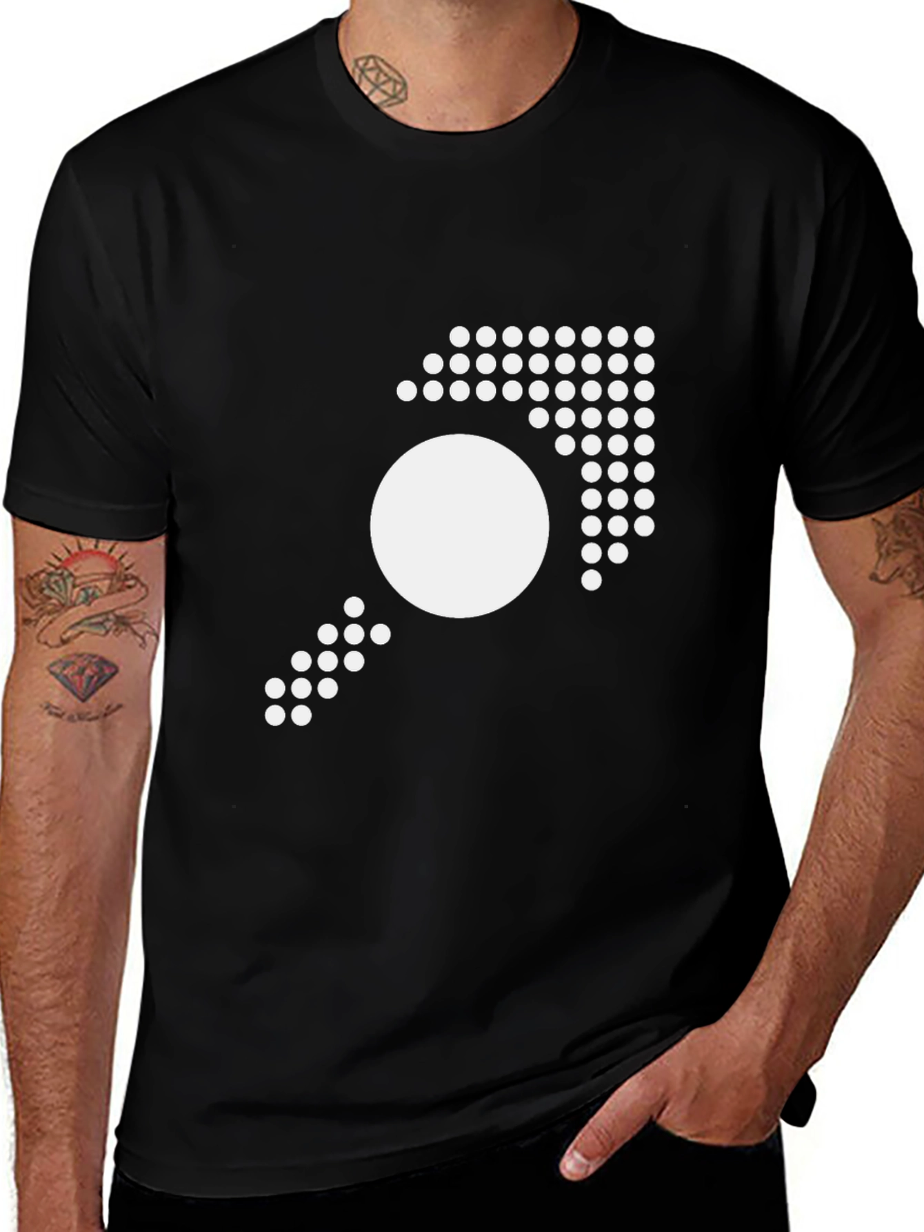 Variant 13 of Modern Geometric Graphic Tee - Black Cotton T-Shirt