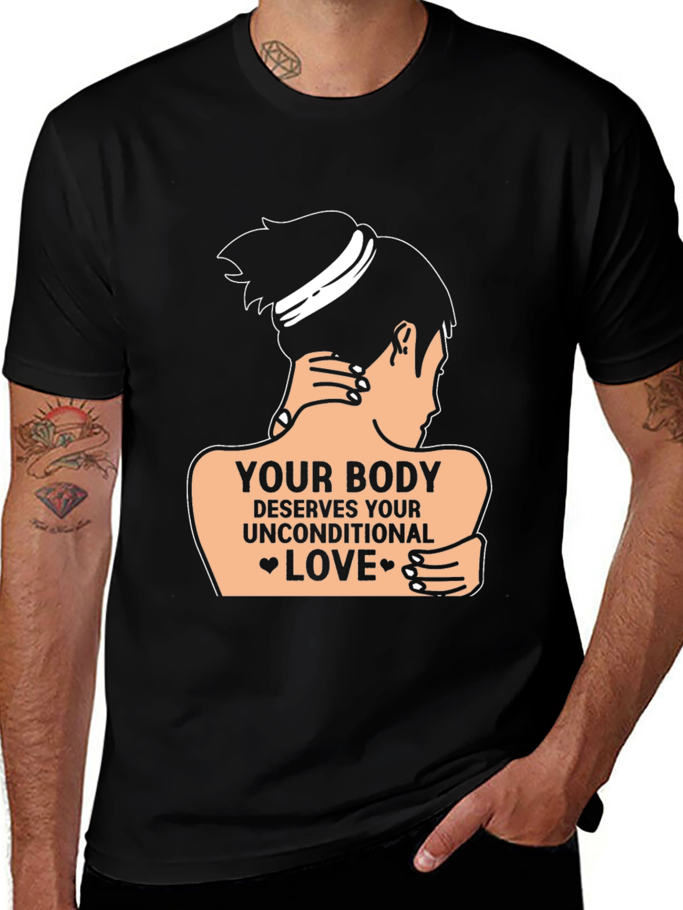 Variant 15 of Body Positive Black T-Shirt Unconditional Love Design