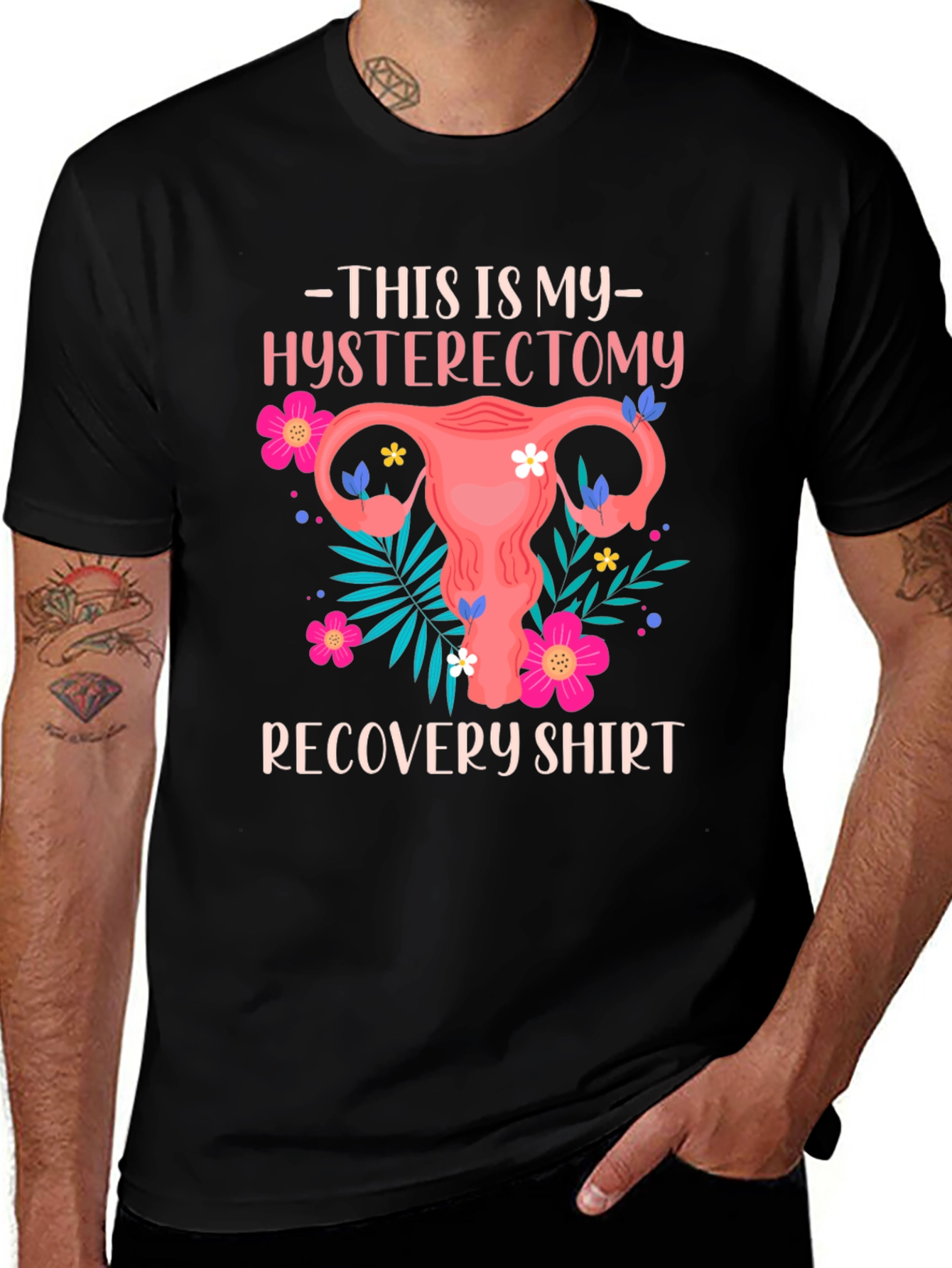 Variant 30 of Hysterectomy Recovery Shirt - Floral Uterus Graphic Tee