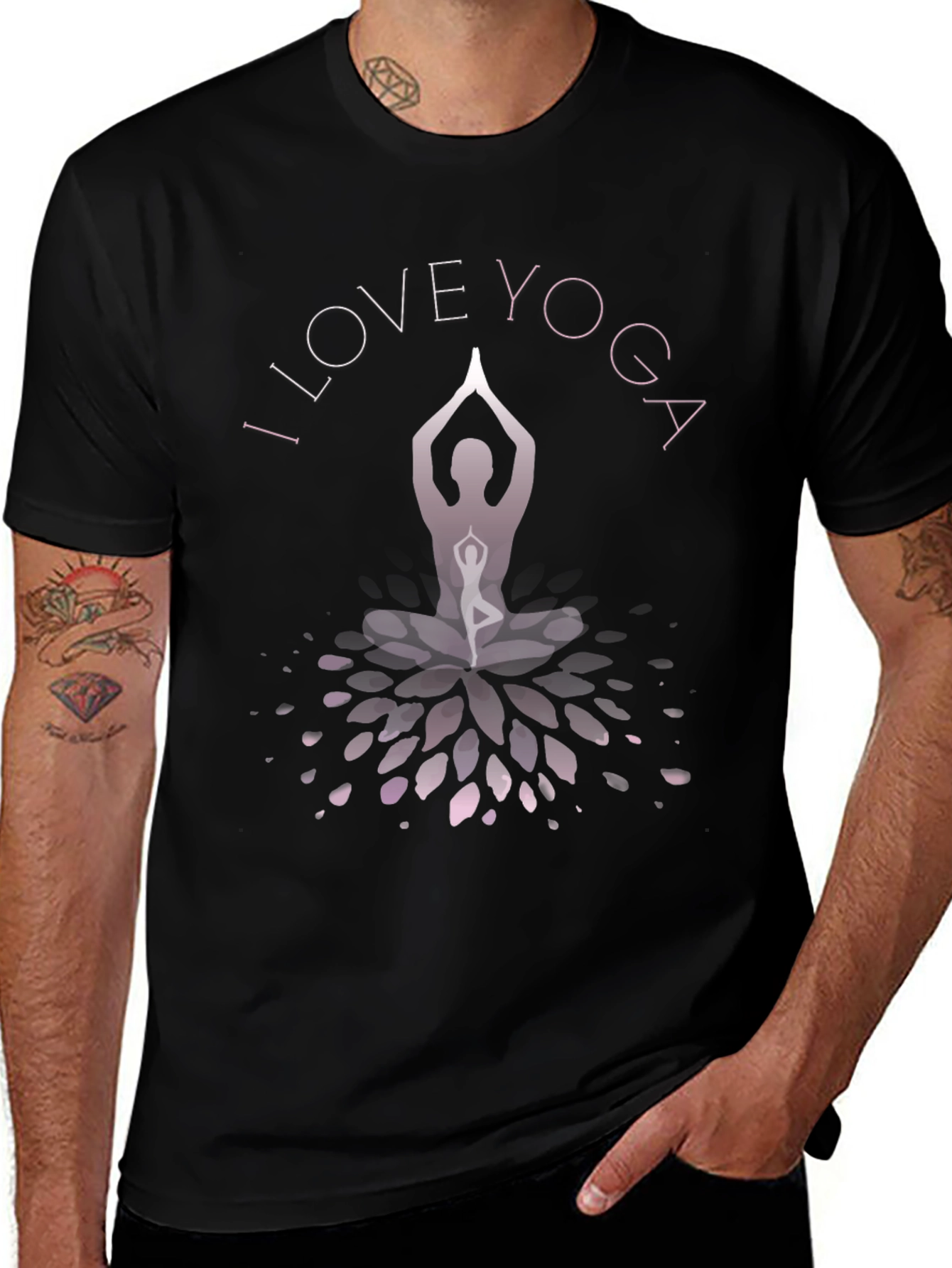Variant 4 of I Love Yoga Graphic Black T-Shirt