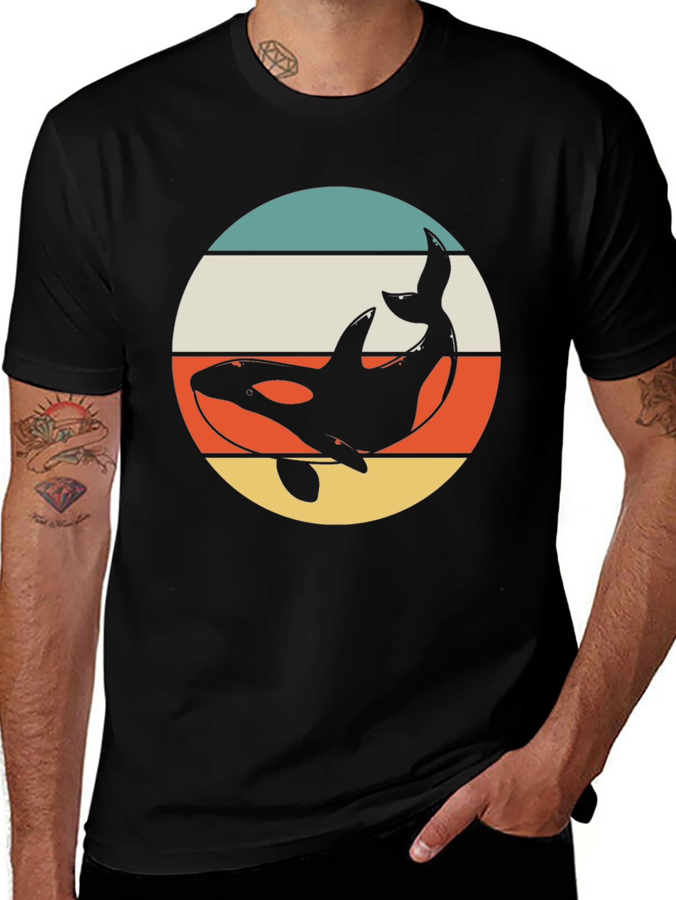 Retro Orca Whale T-Shirt - Vintage Style Marine Tee