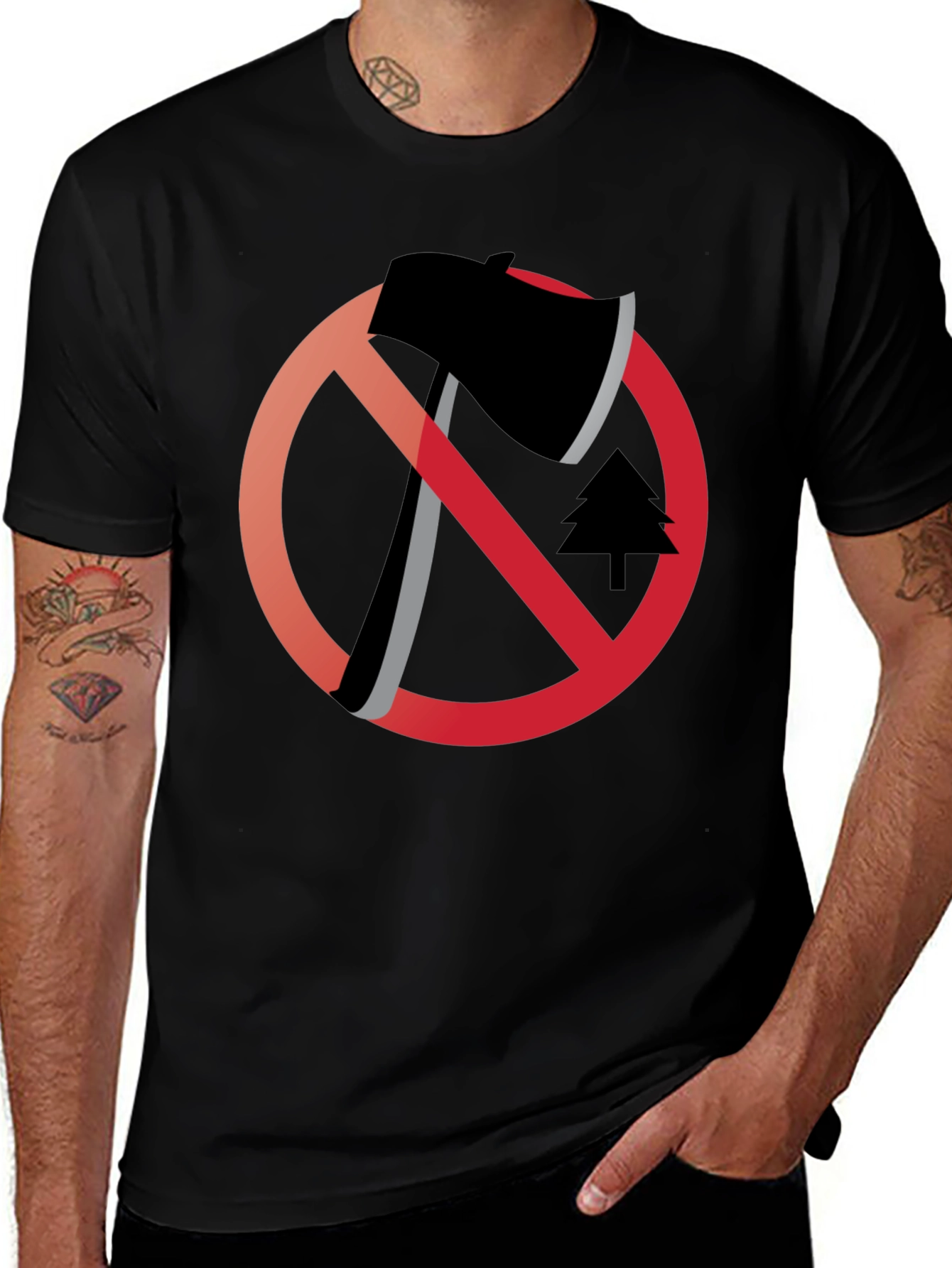 No Axe Tree Cut Black T-Shirt