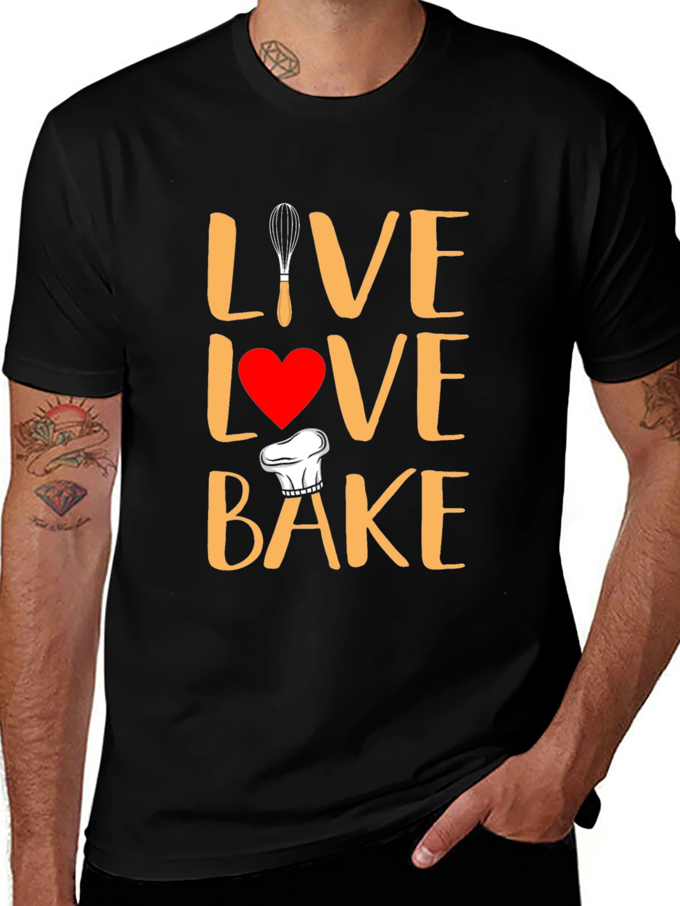 Variant 22 of Live Love Bake T-Shirt, Culinary Enthusiast Tee