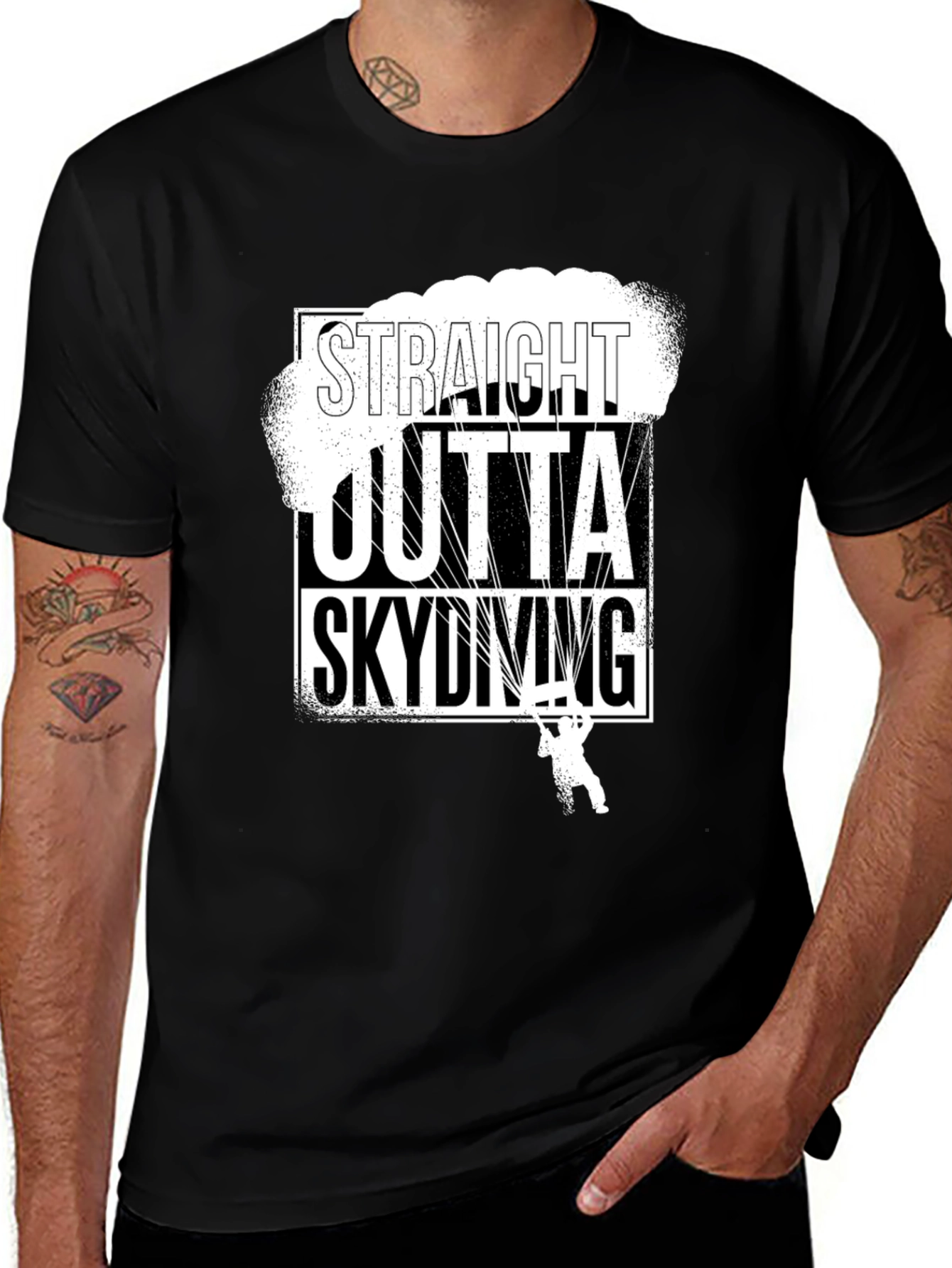 Black Straight Outta Skydiving Black T-Shirt main image