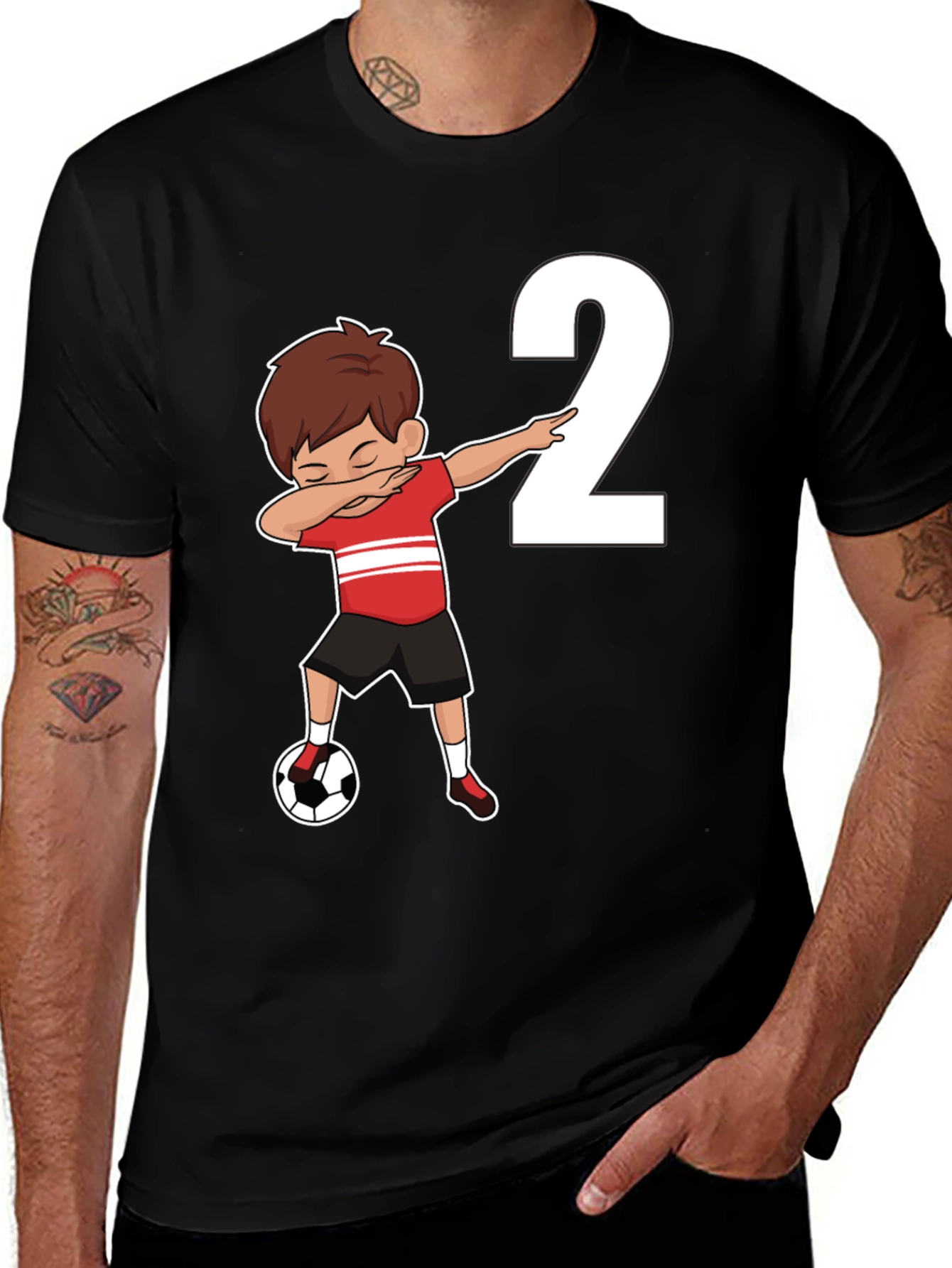 Variant 19 of Boy's Black Soccer Birthday T-Shirt - Number 2