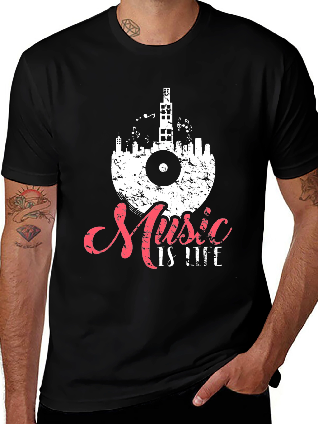 Variant 30 of Music is Life Graphic Tee - Black