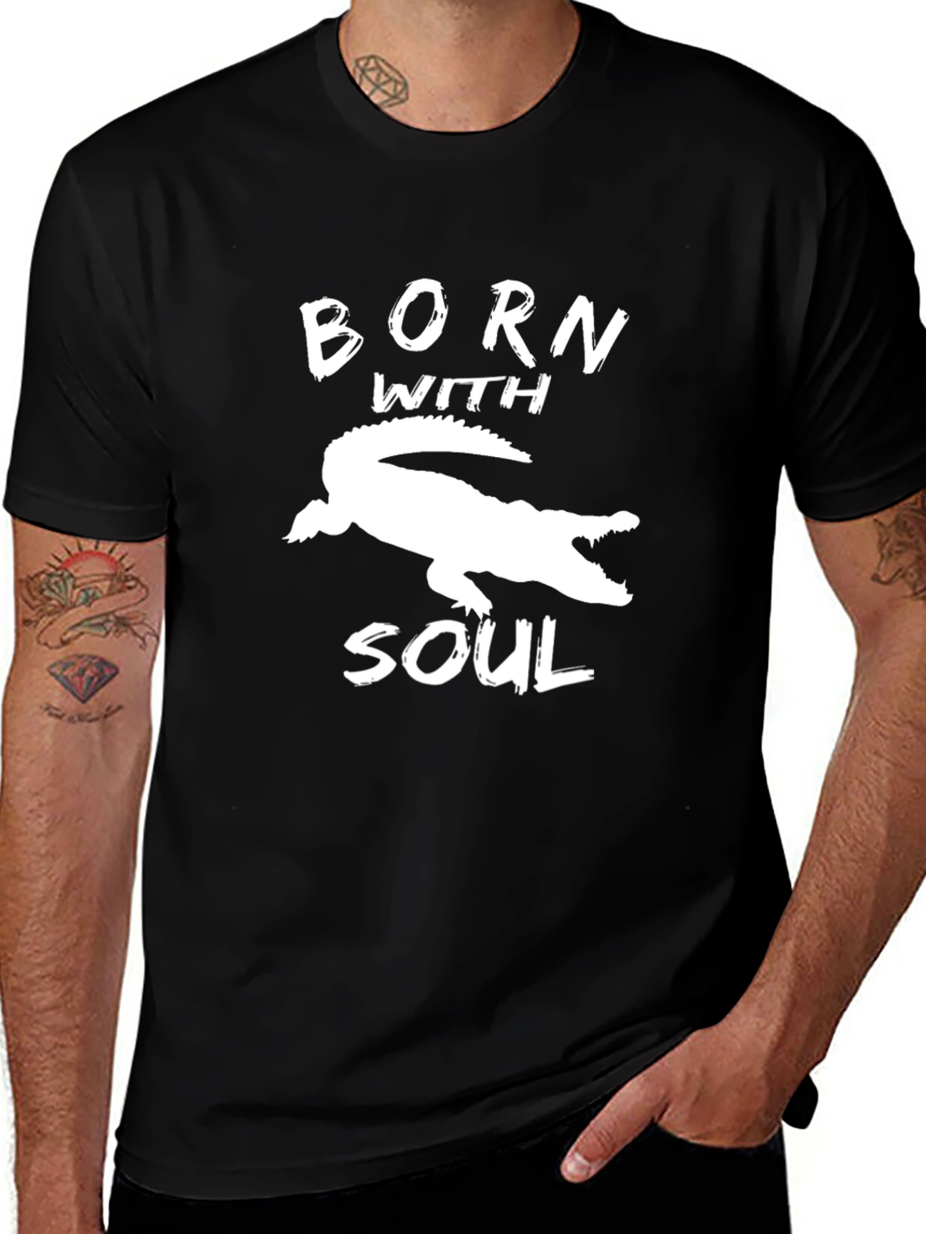 Variant 13 of Born With Soul Graphic Tee - Alligator Print