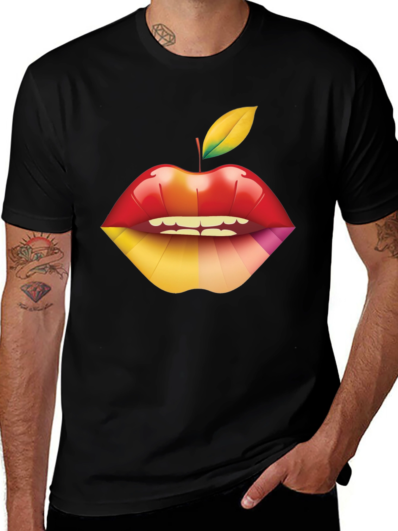 Variant 30 of Rainbow Lips Apple T-Shirt - Stylish Graphic Tee