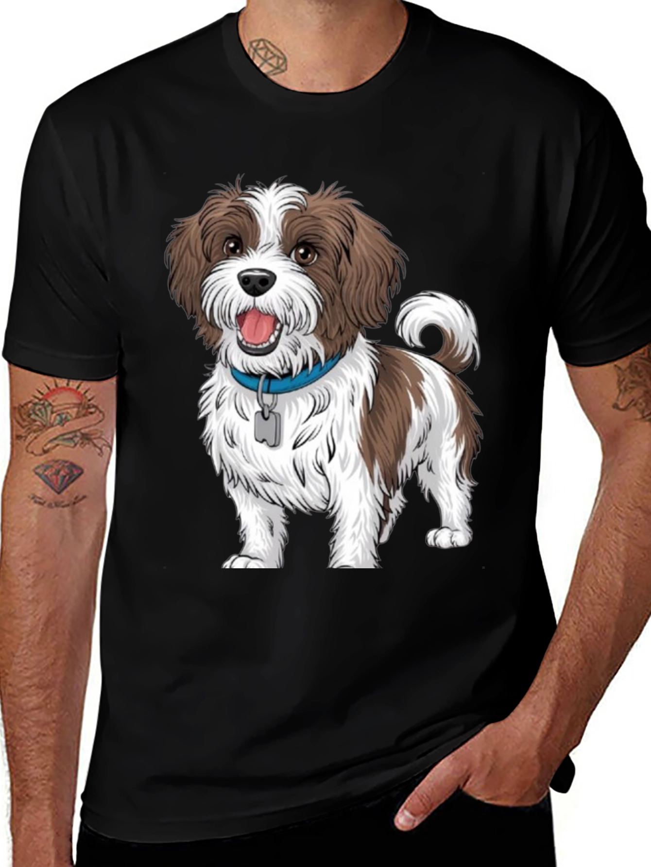 Variant 5 of Dog Graphic Tee - Casual Black T-Shirt