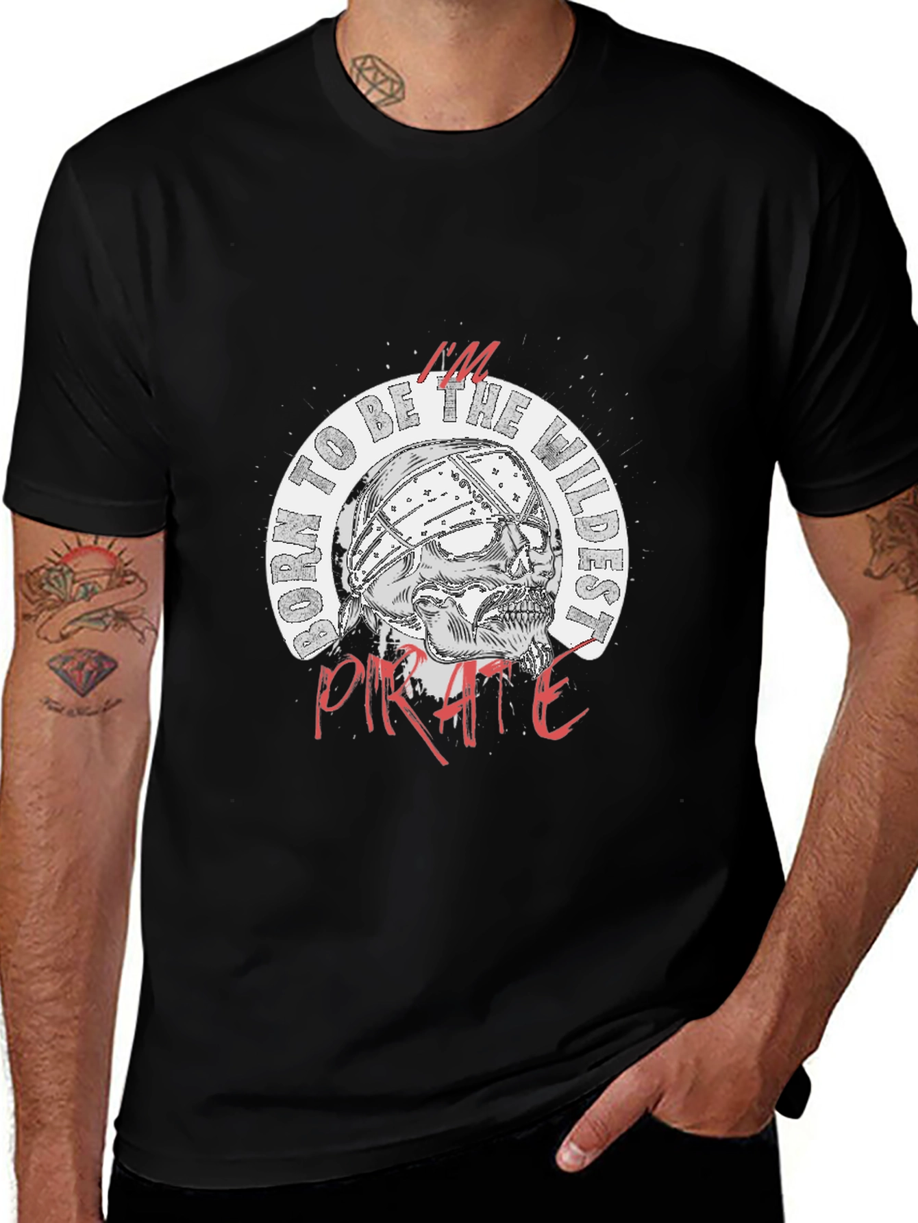 Variant 27 of Wildest Pirate Skull Graphic Tee - Black