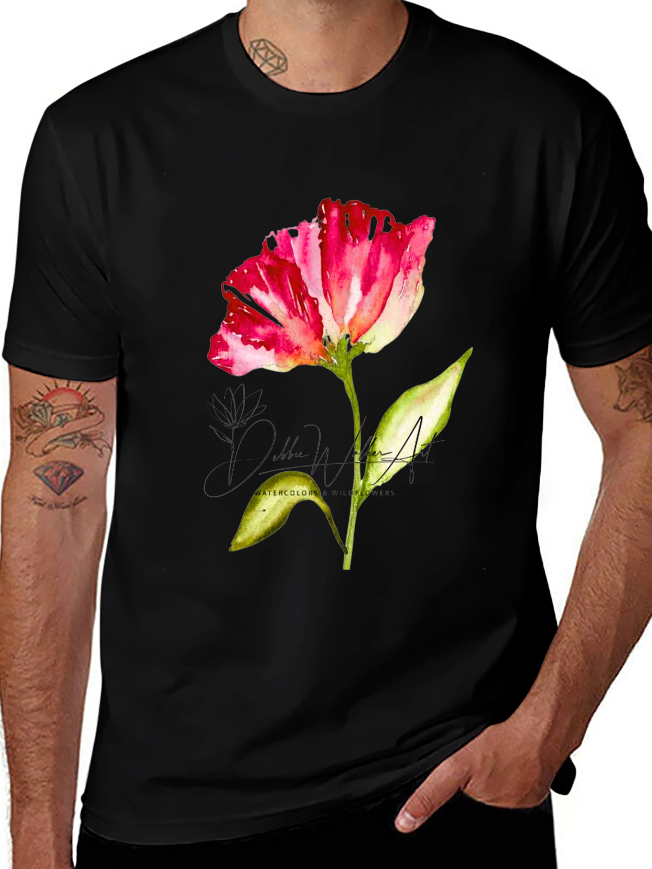 Variant 4 of Floral Watercolor Graphic T-Shirt - Artistic Cotton Tee