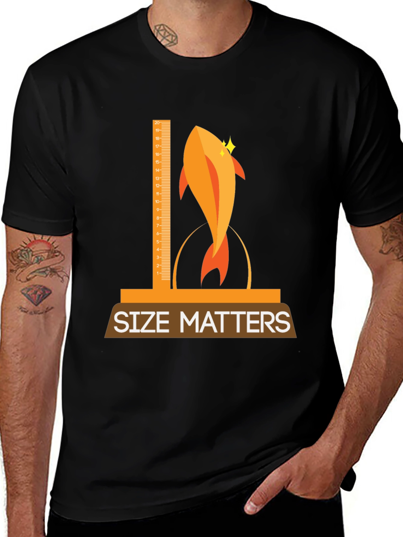 Variant 30 of Size Matters Funny Fish Graphic T-Shirt