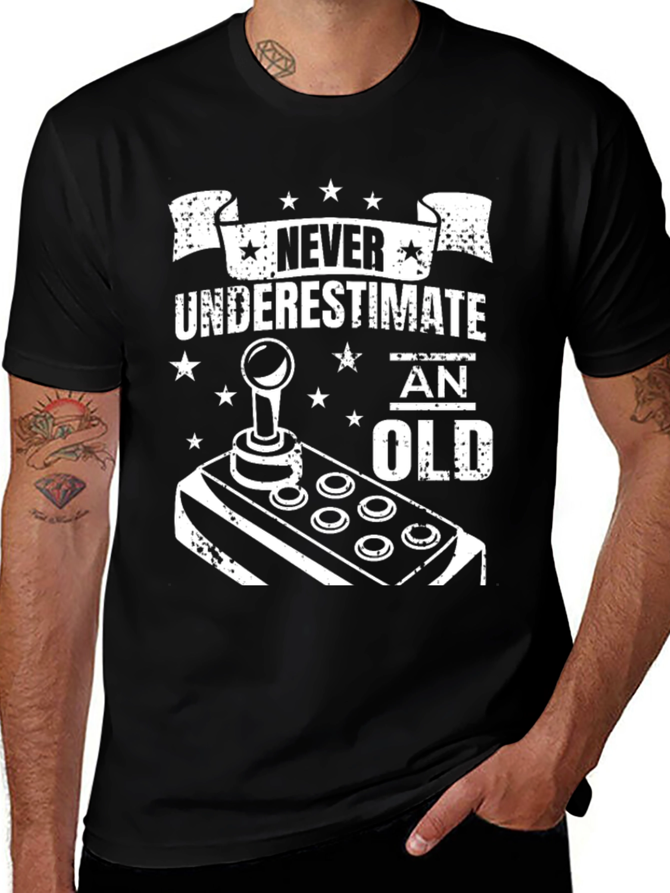 Variant 12 of Never Underestimate an Old Gamer Black T-Shirt