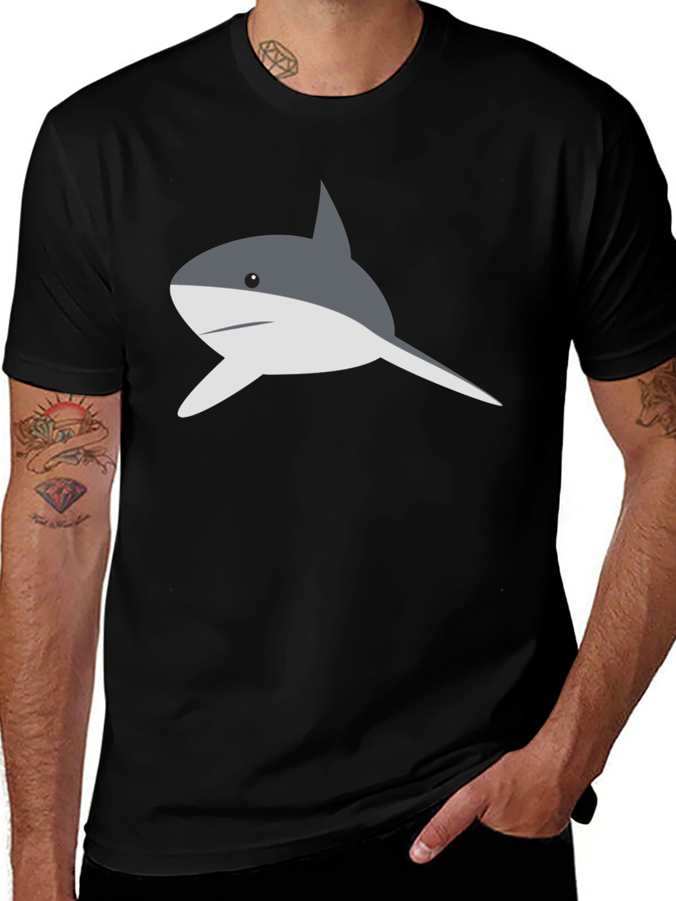 Variant 30 of Shark Graphic T-Shirt - Men's Black Tee
