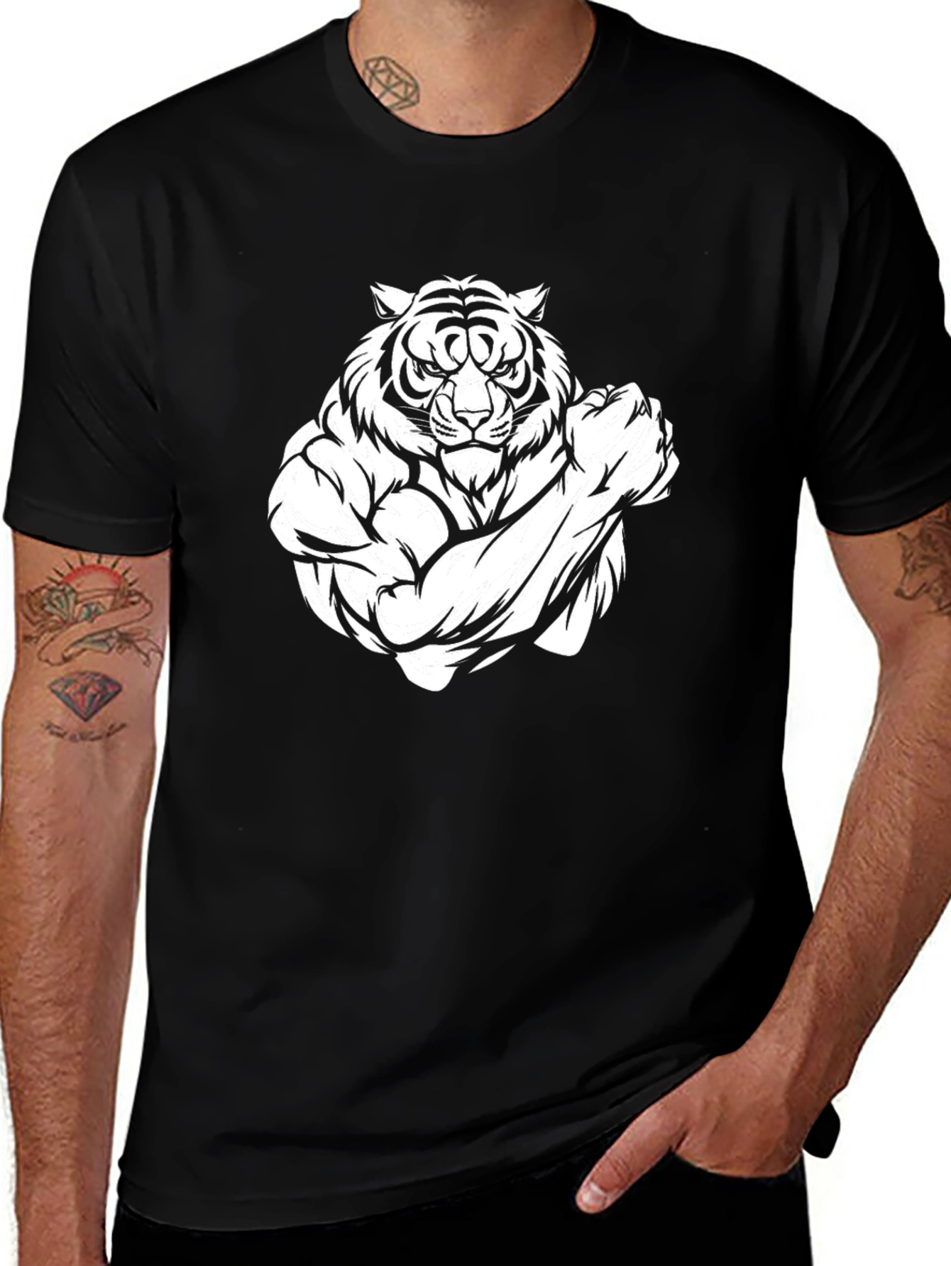 Variant 18 of Tiger Muscle Graphic Tee - Black