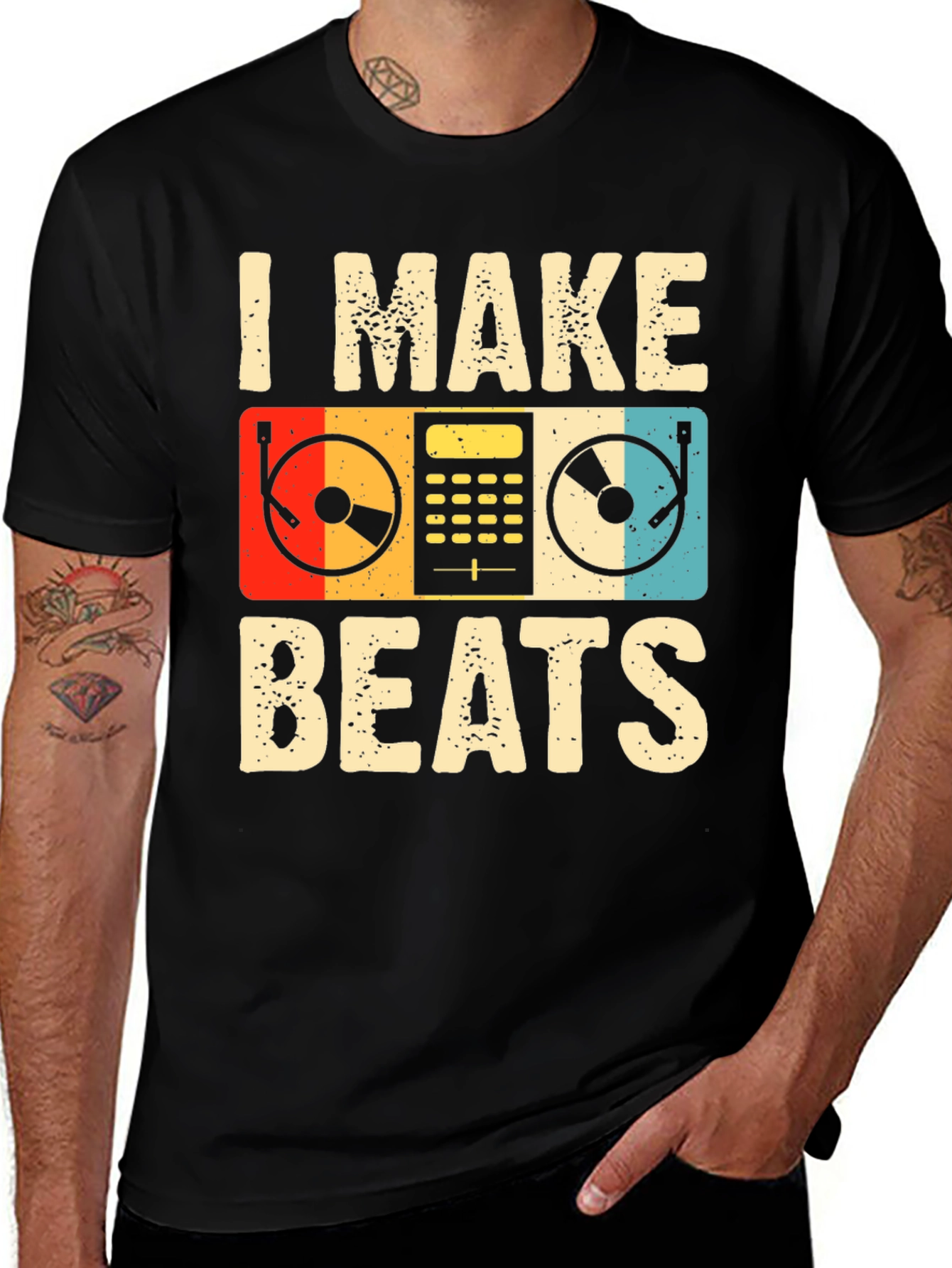Variant 18 of I Make Beats Retro Graphic Tee - DJ Music Lover T-Shirt