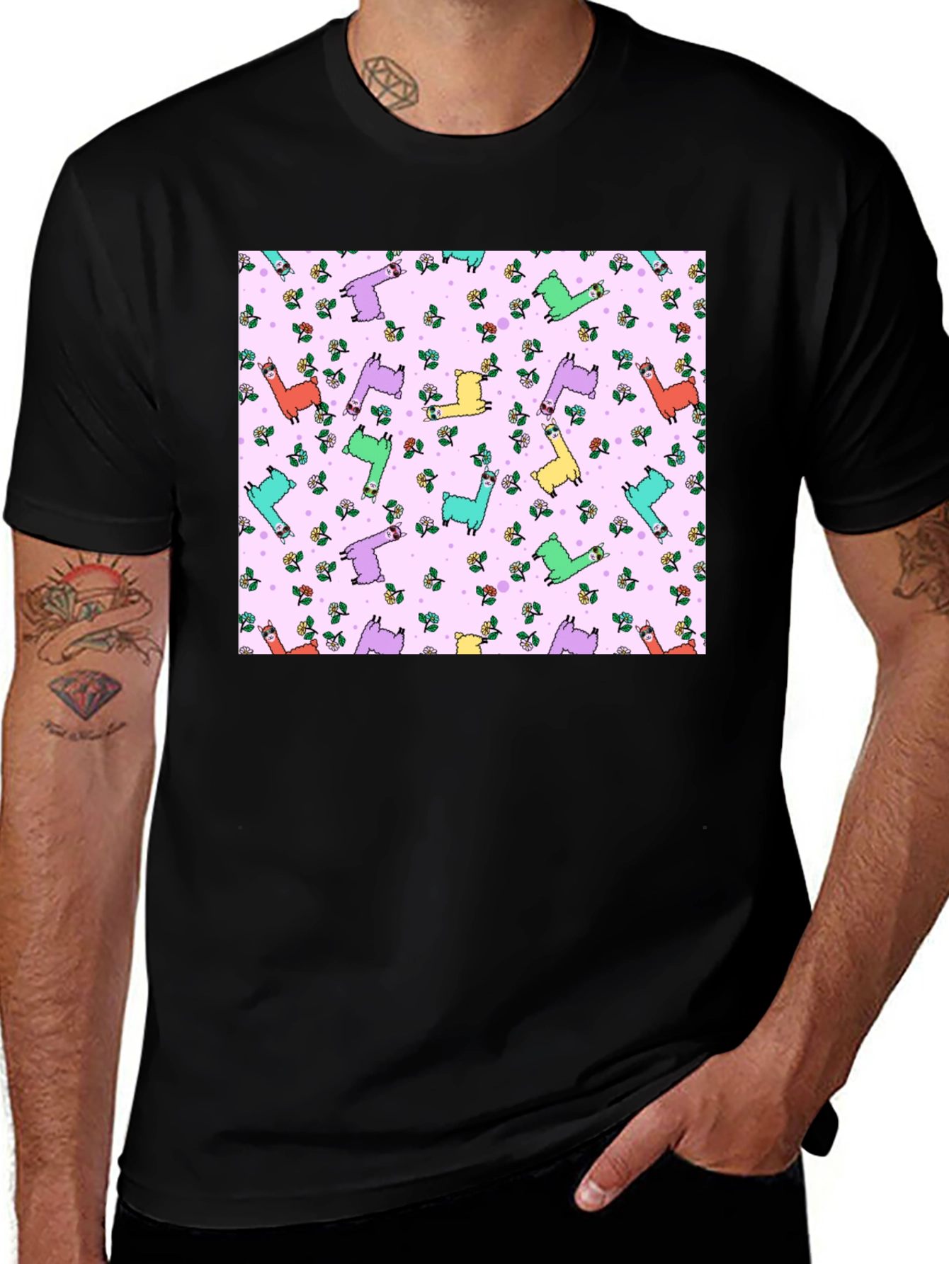 Variant 19 of Llama Floral Patterned T-Shirt