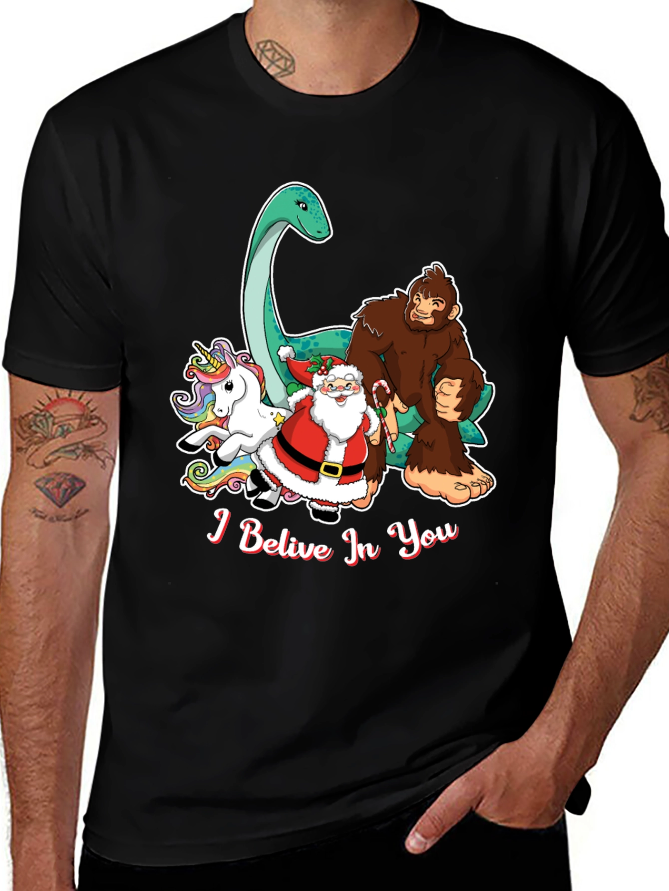 Variant 17 of I Believe In You T-Shirt Bigfoot Santa Dinosaur Unicorn