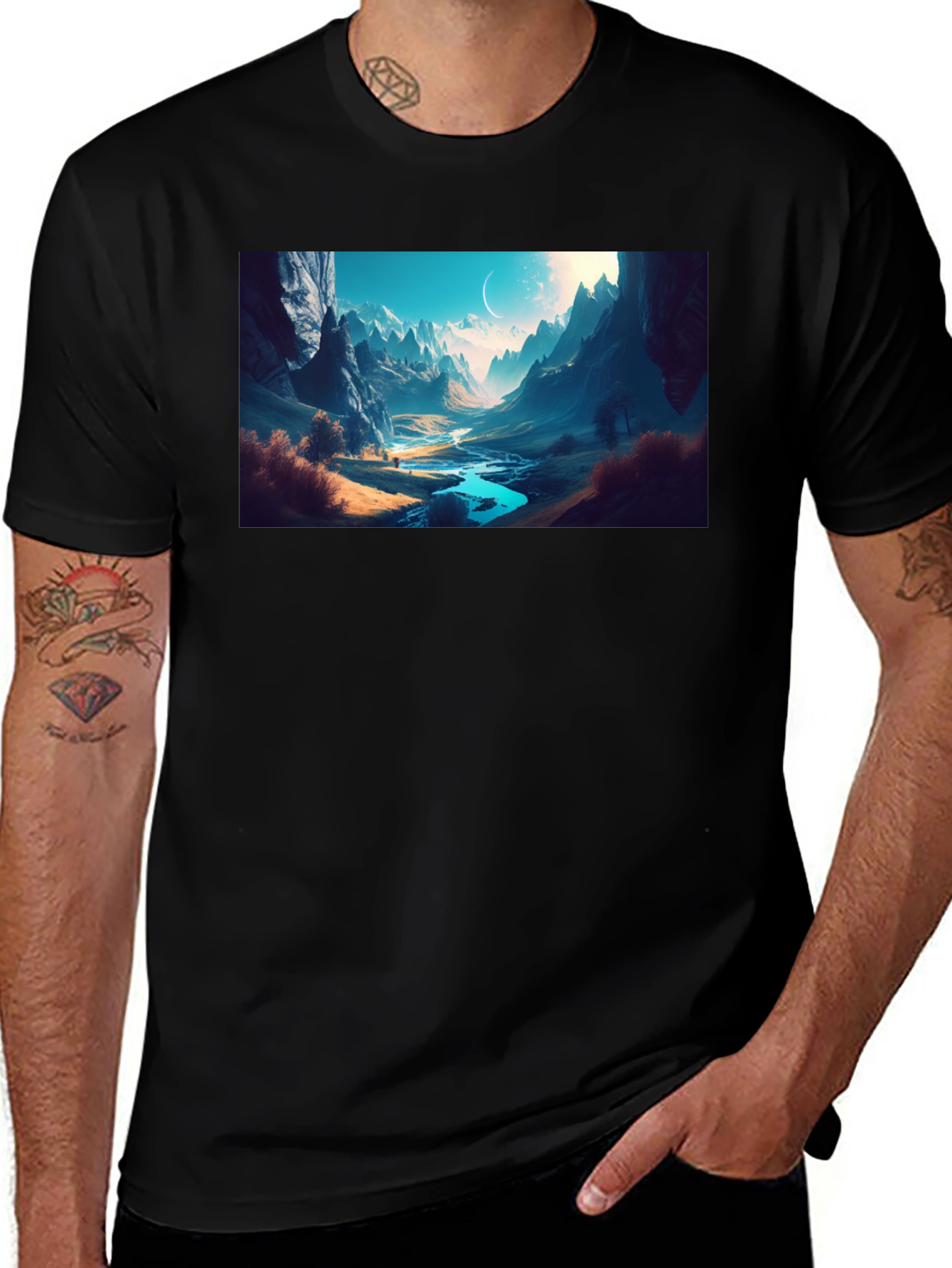 Variant 10 of Mountain Valley Graphic Tee - Artistic Design