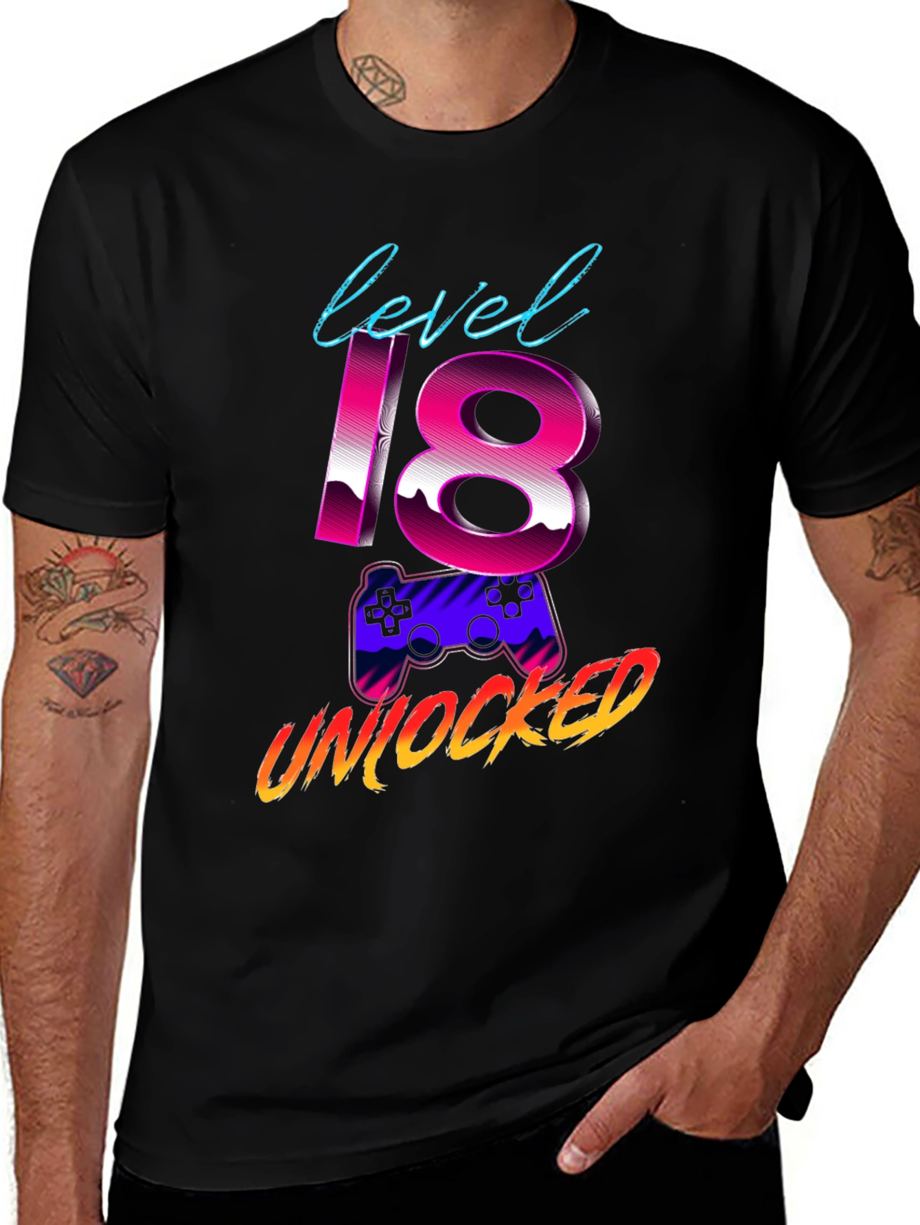 Variant 14 of Level 18 Unlocked Gaming Birthday T-Shirt