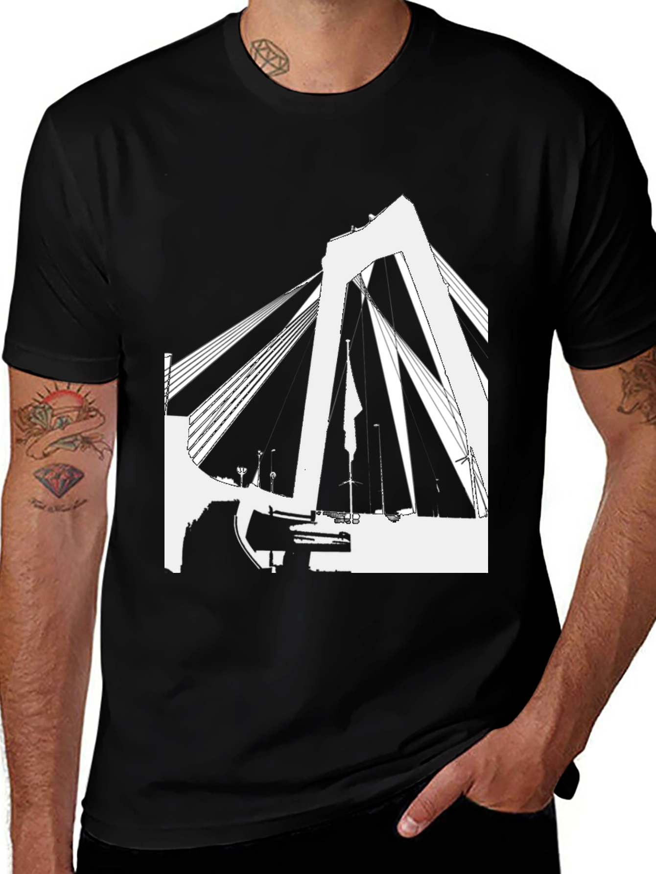 Abstract Bridge Graphic Tee - Black