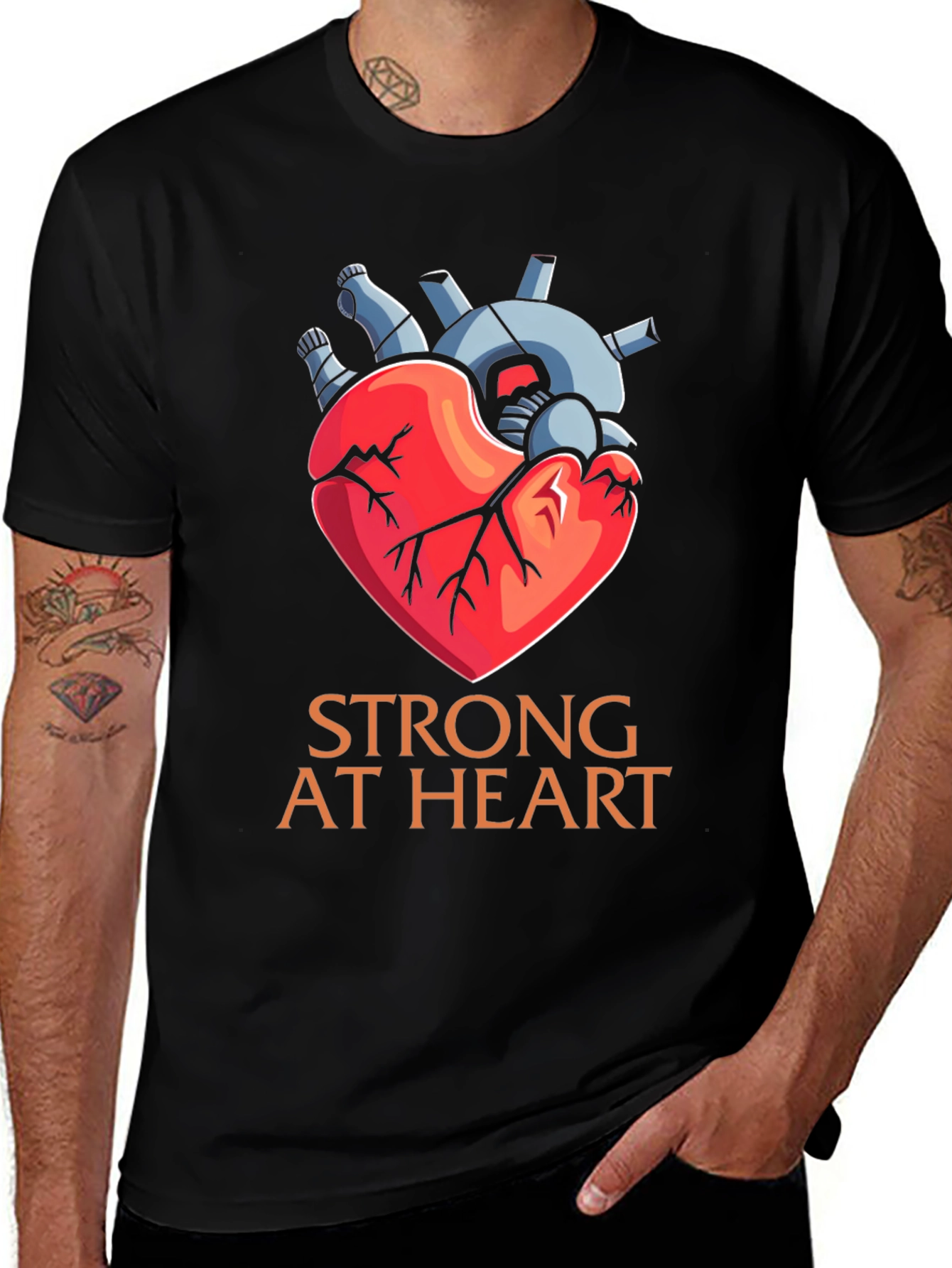 Strong At Heart Graphic T-Shirt - Bold Anatomical Style