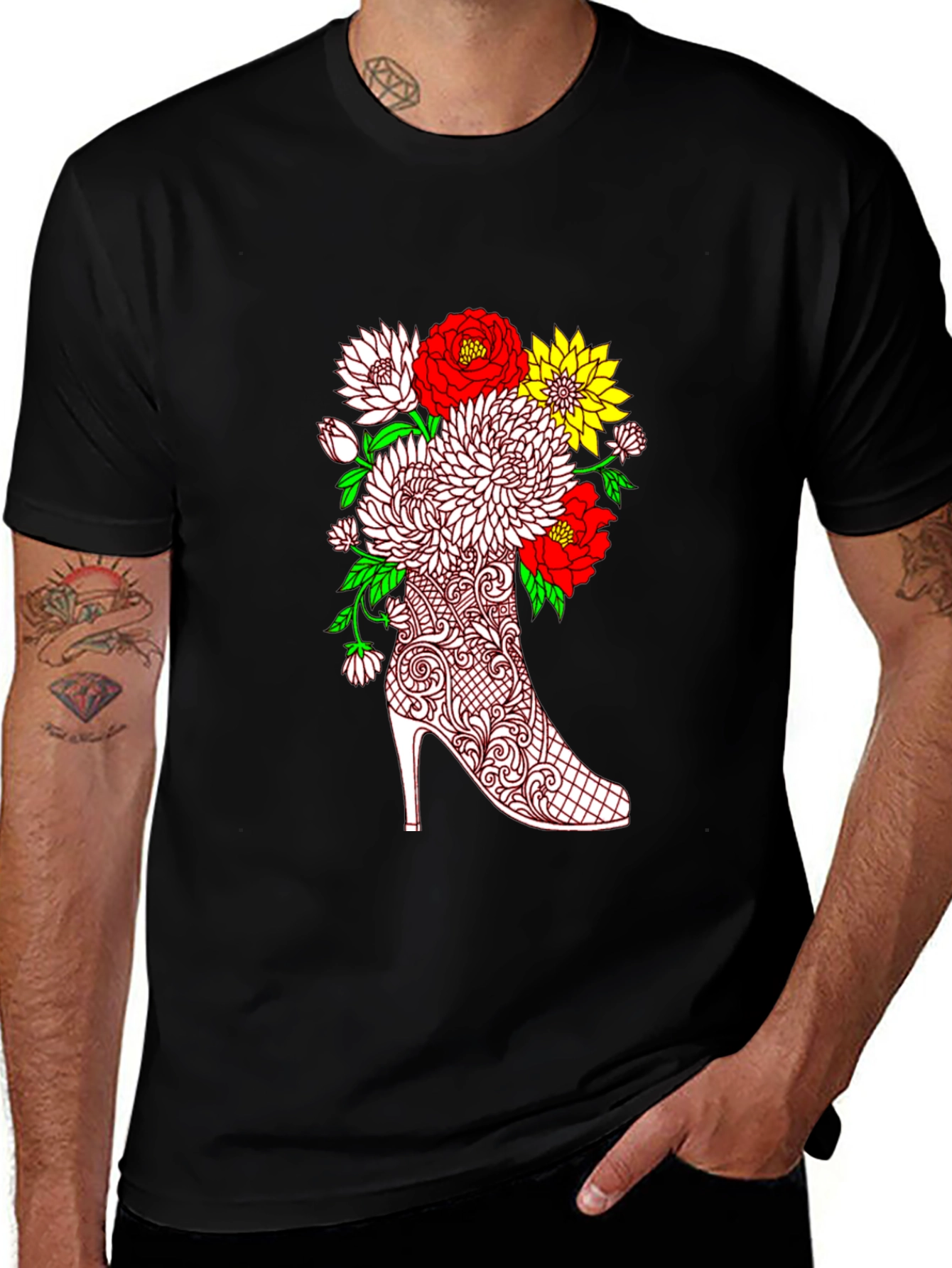Variant 14 of Floral Heel Graphic Tee - Unique Style