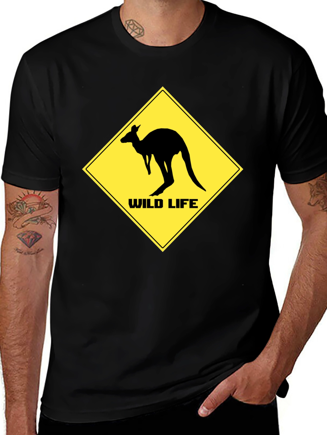 Variant 5 of Wild Life Kangaroo Black T-Shirt
