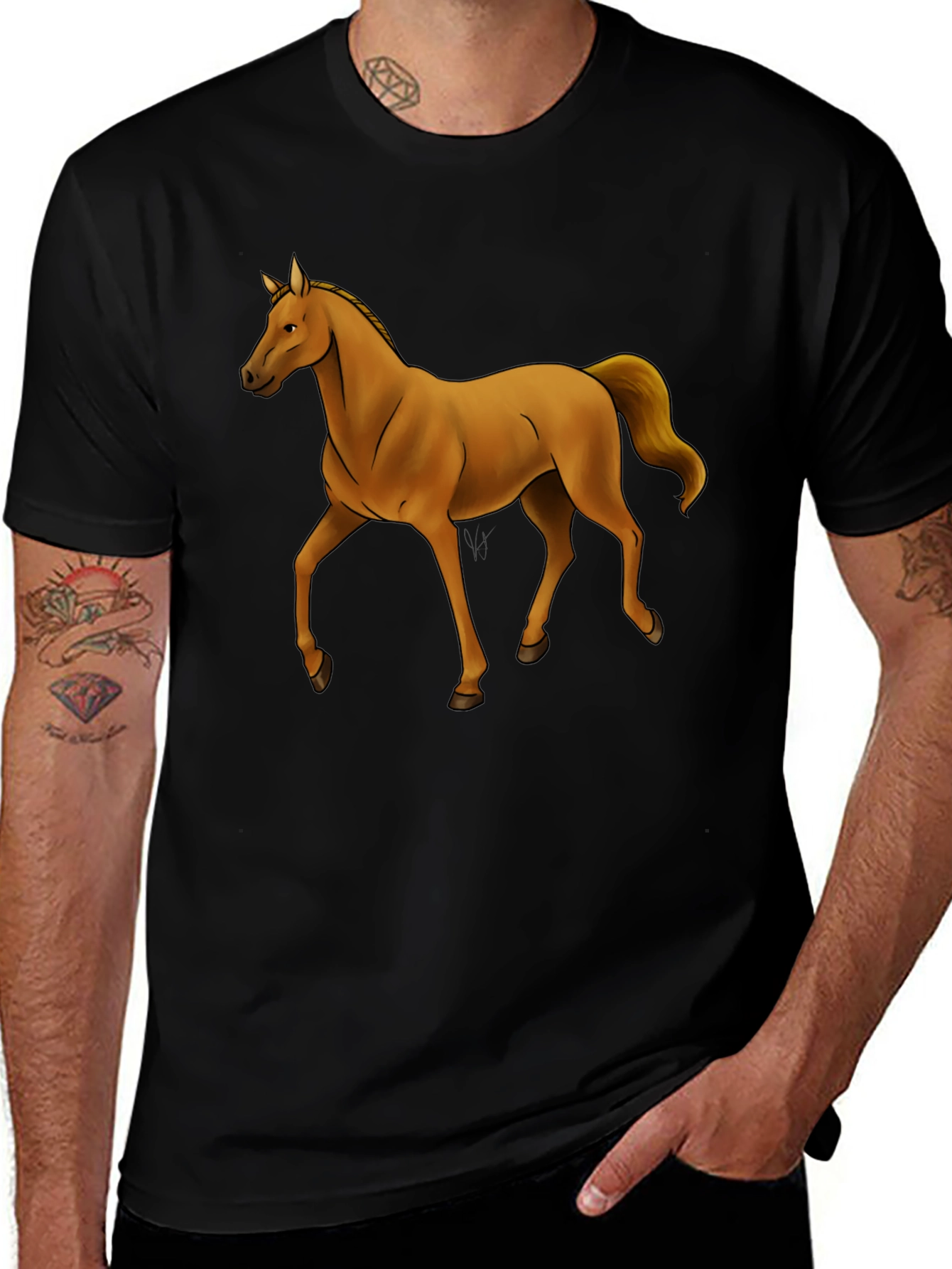 Variant 23 of Horse Graphic Tee - Men's Black T-Shirt