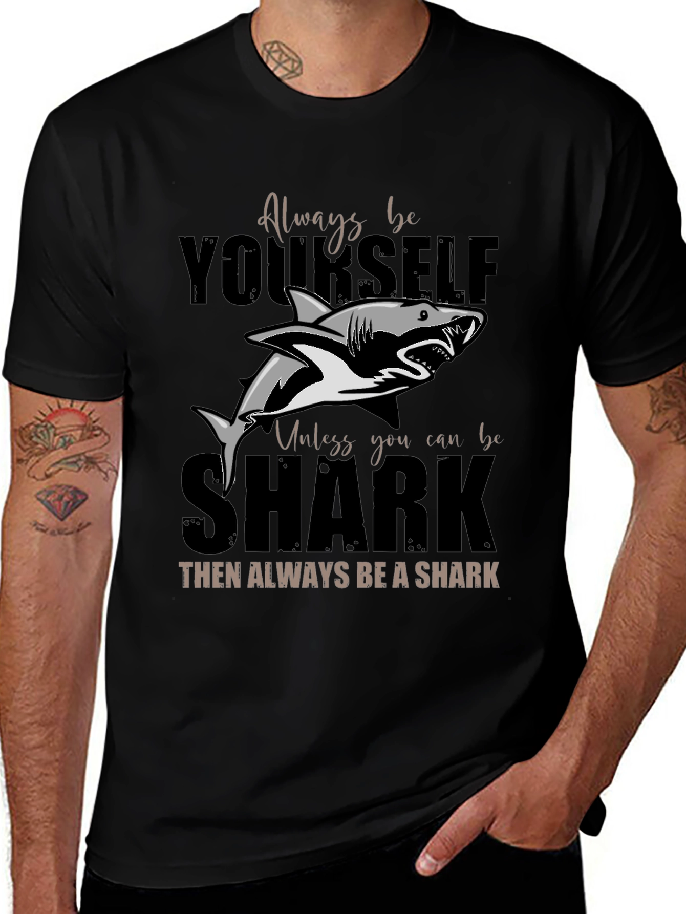 Variant 15 of Always Be Yourself Shark T-Shirt - Unique Graphic Tee