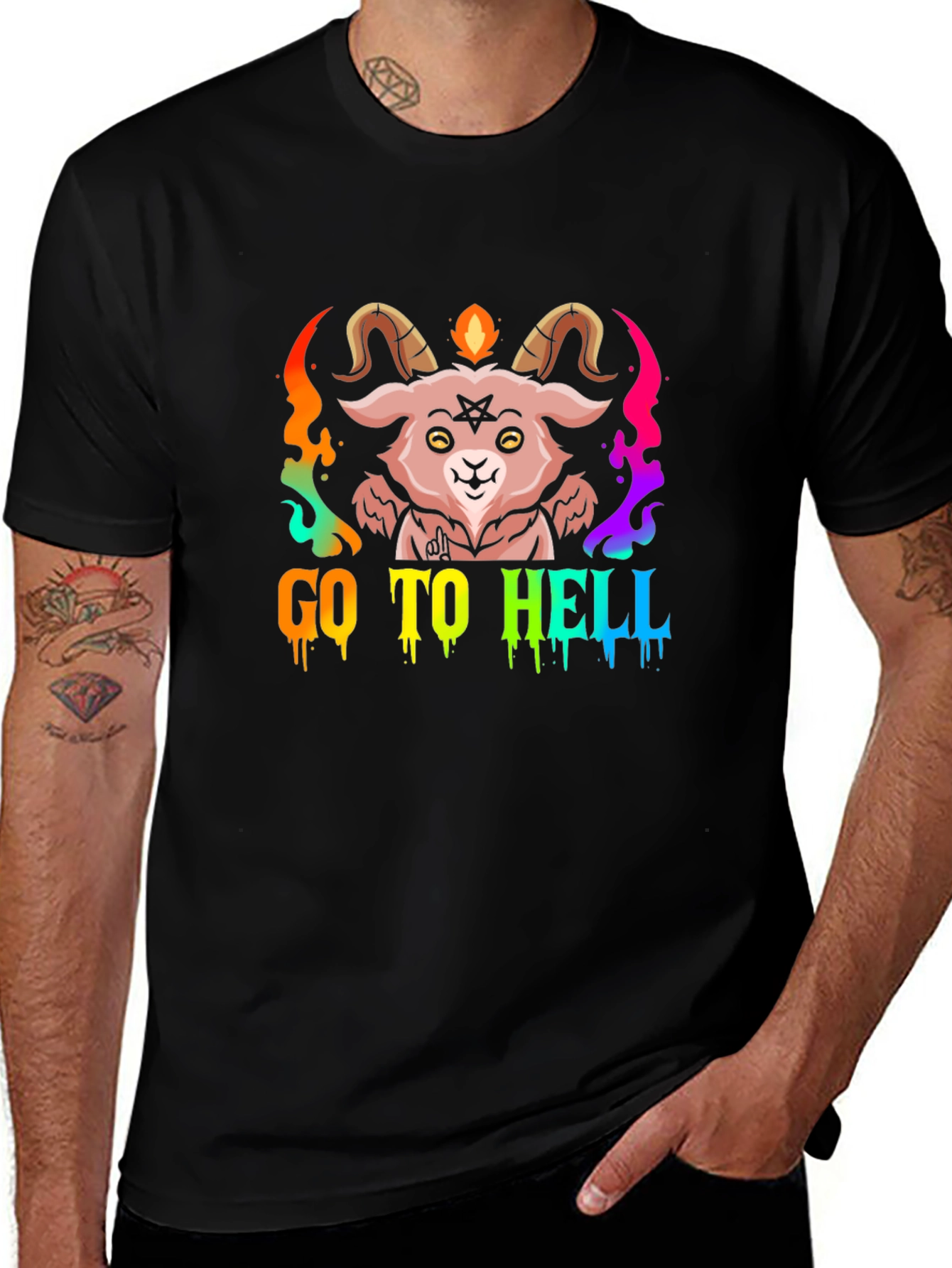 Variant 4 of Go To Hell Baphomet Graphic Tee