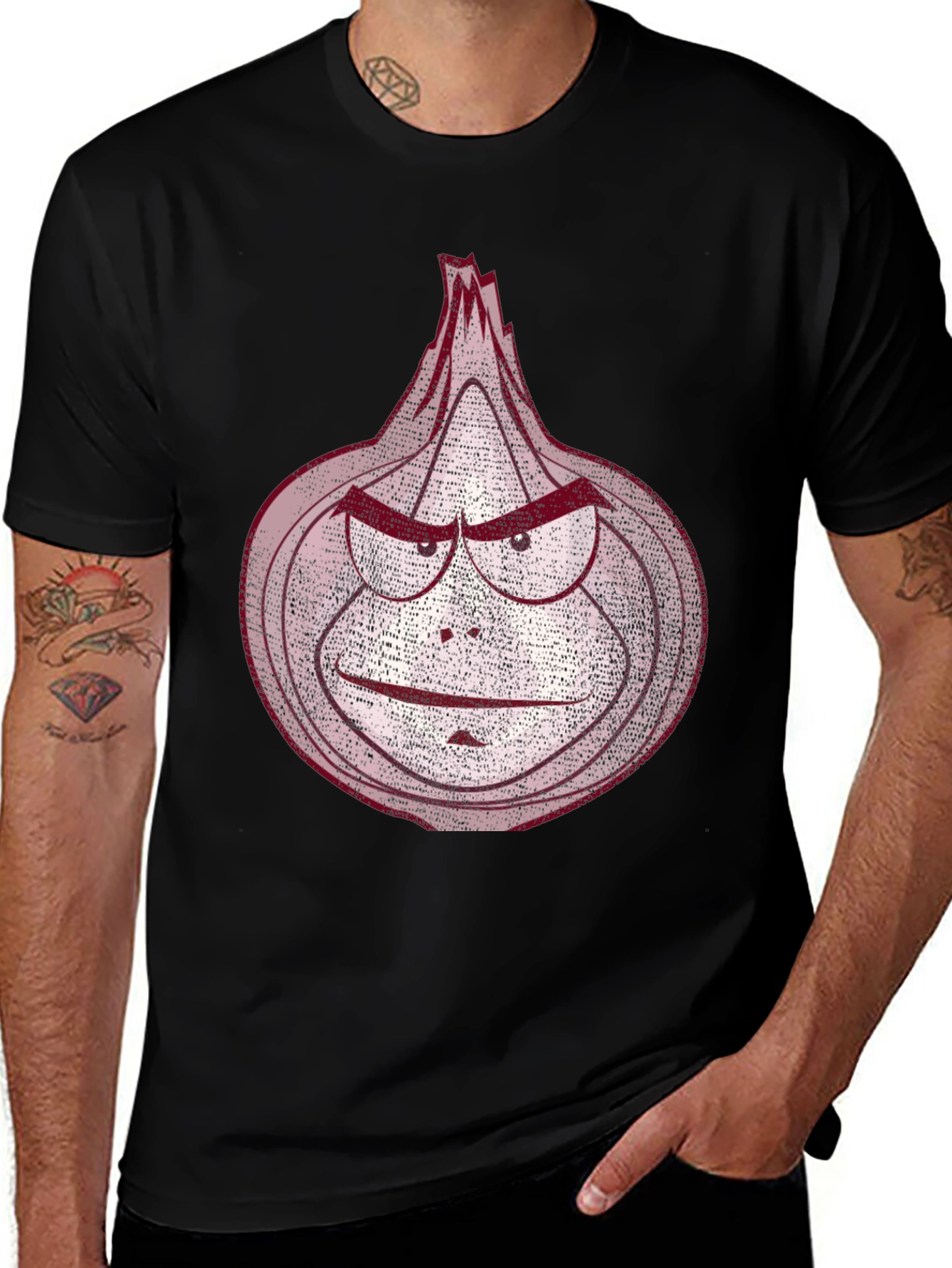 Variant 6 of Angry Onion Graphic Tee - Black Cotton T-Shirt