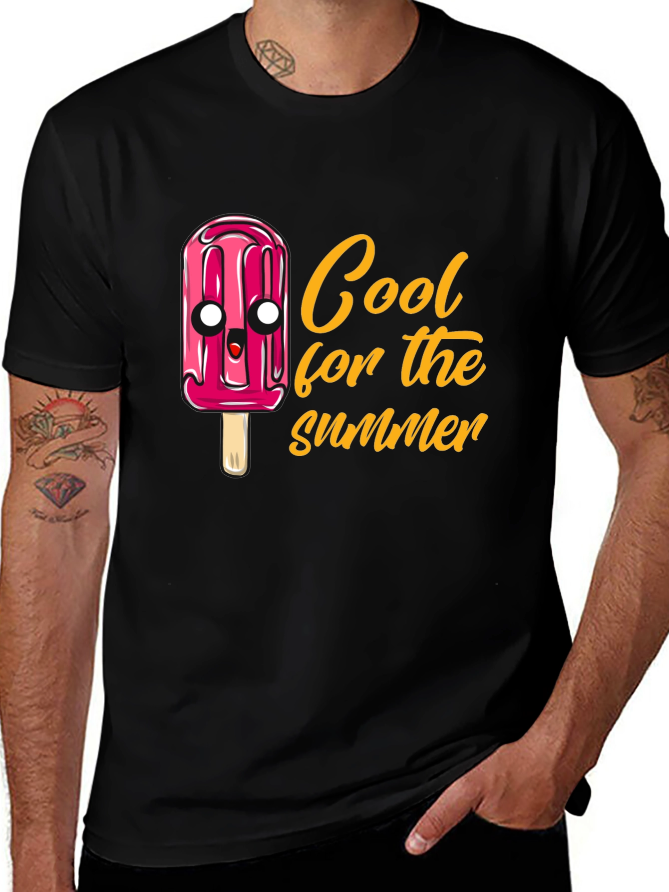 Variant 21 of Cool for Summer Black T-Shirt - Popsicle Graphic Tee