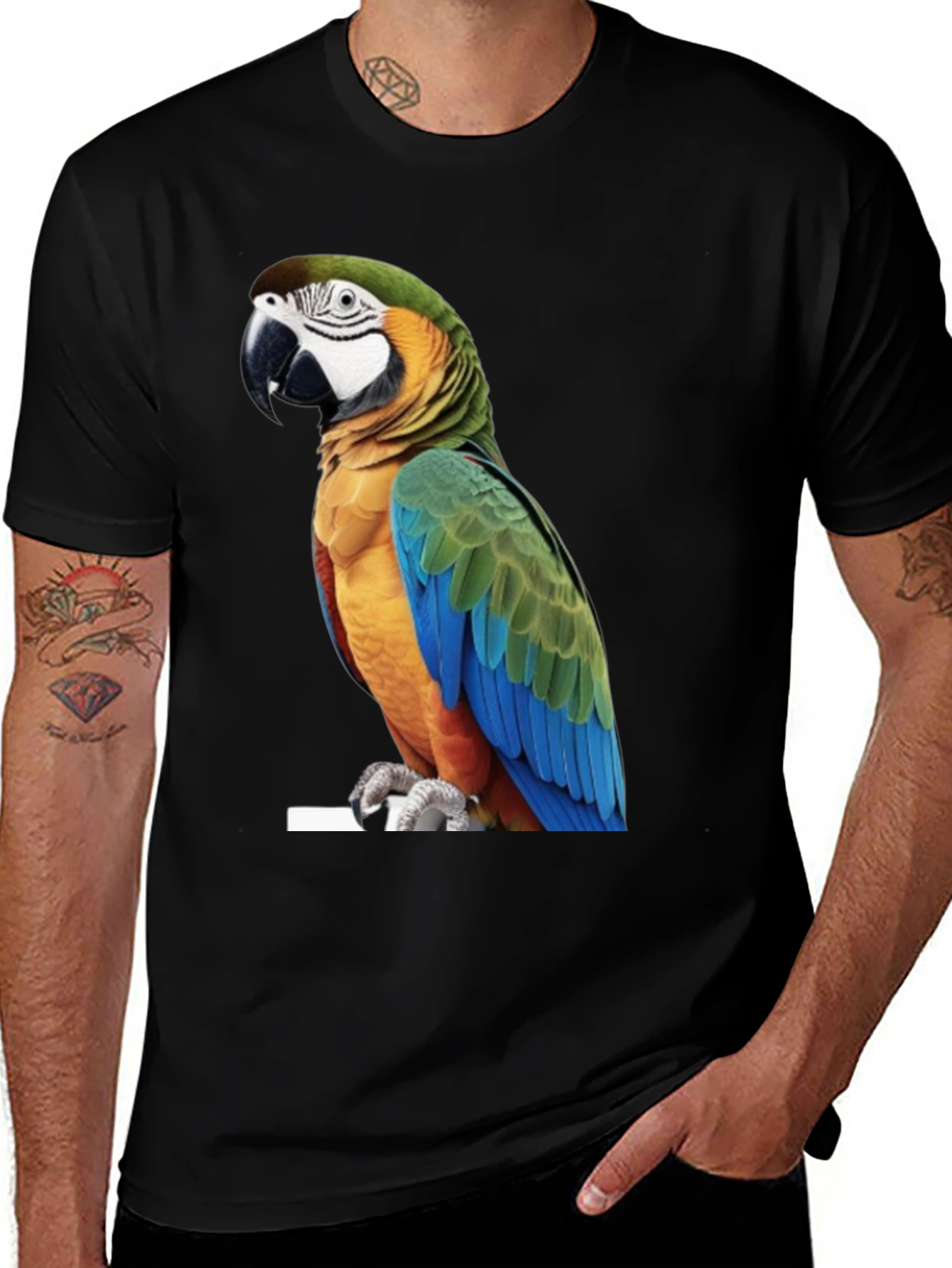 Variant 13 of Colorful Macaw Parrot Graphic Tee