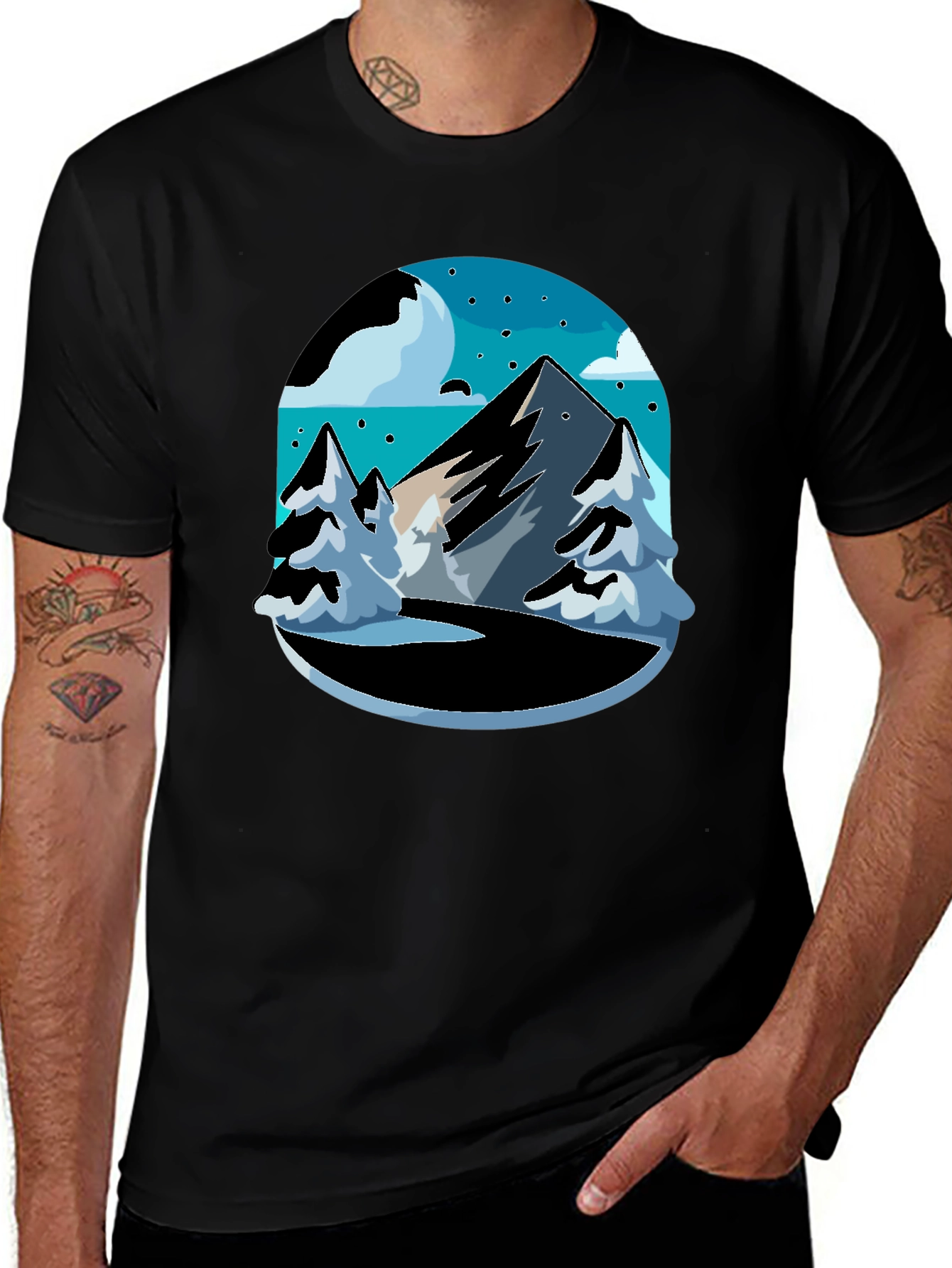 Variant 16 of Mountain Scene Black Tee - Adventure Ready!