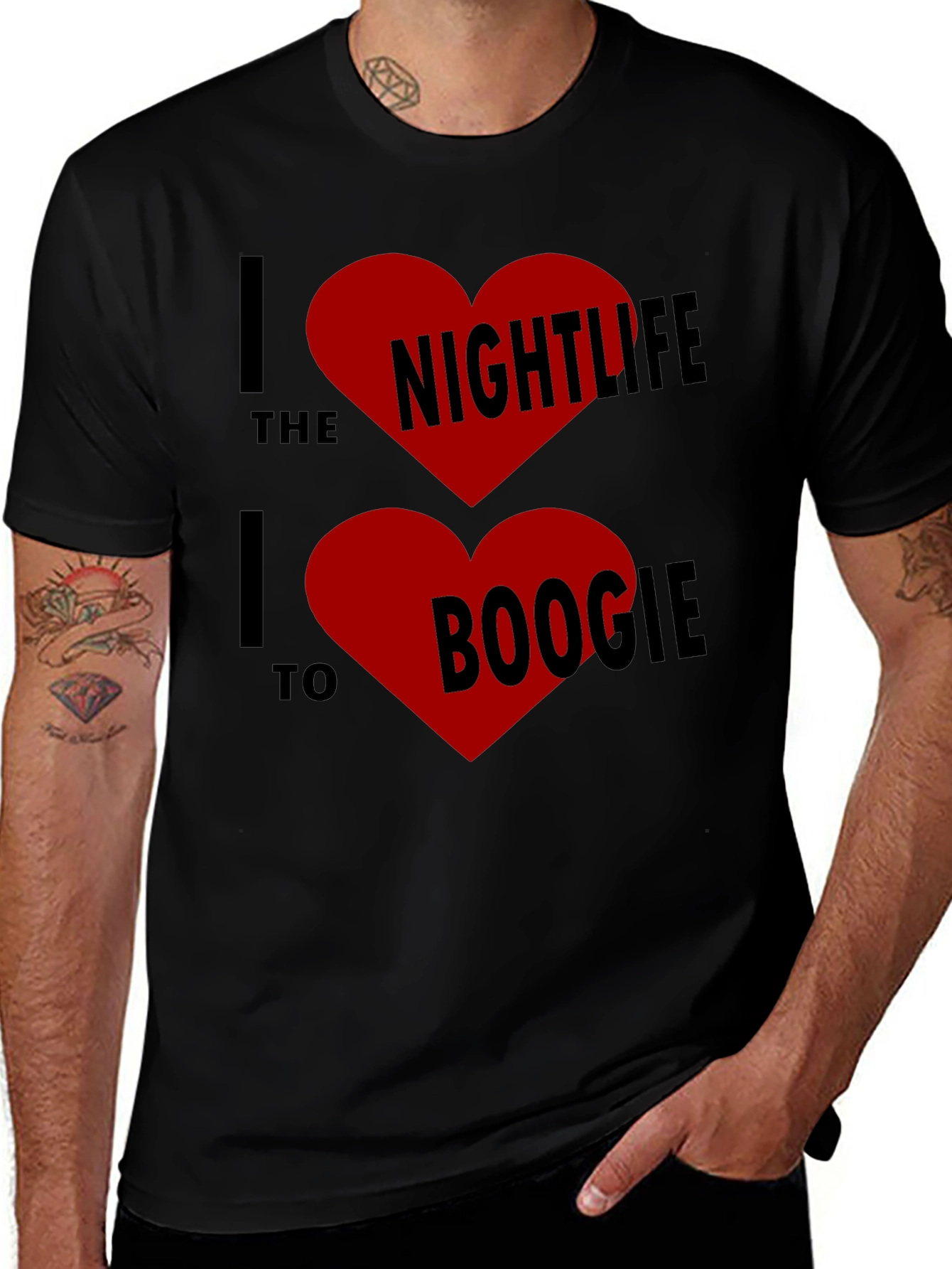 Variant 18 of I Heart Nightlife & Boogie Black T-Shirt