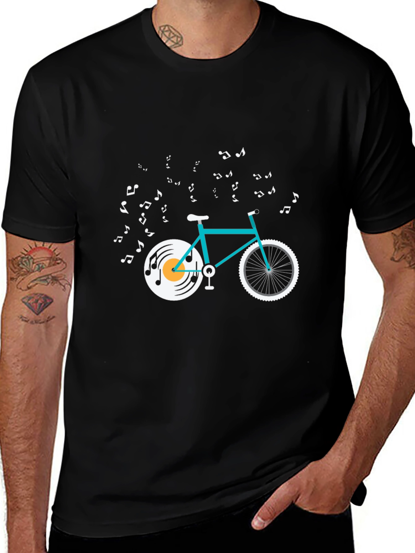 Variant 14 of Musical Bike Graphic Tee - Black Cotton T-Shirt