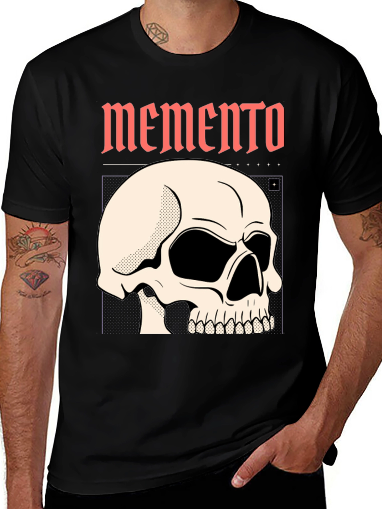 Variant 12 of Memento Skull Graphic Black T-Shirt
